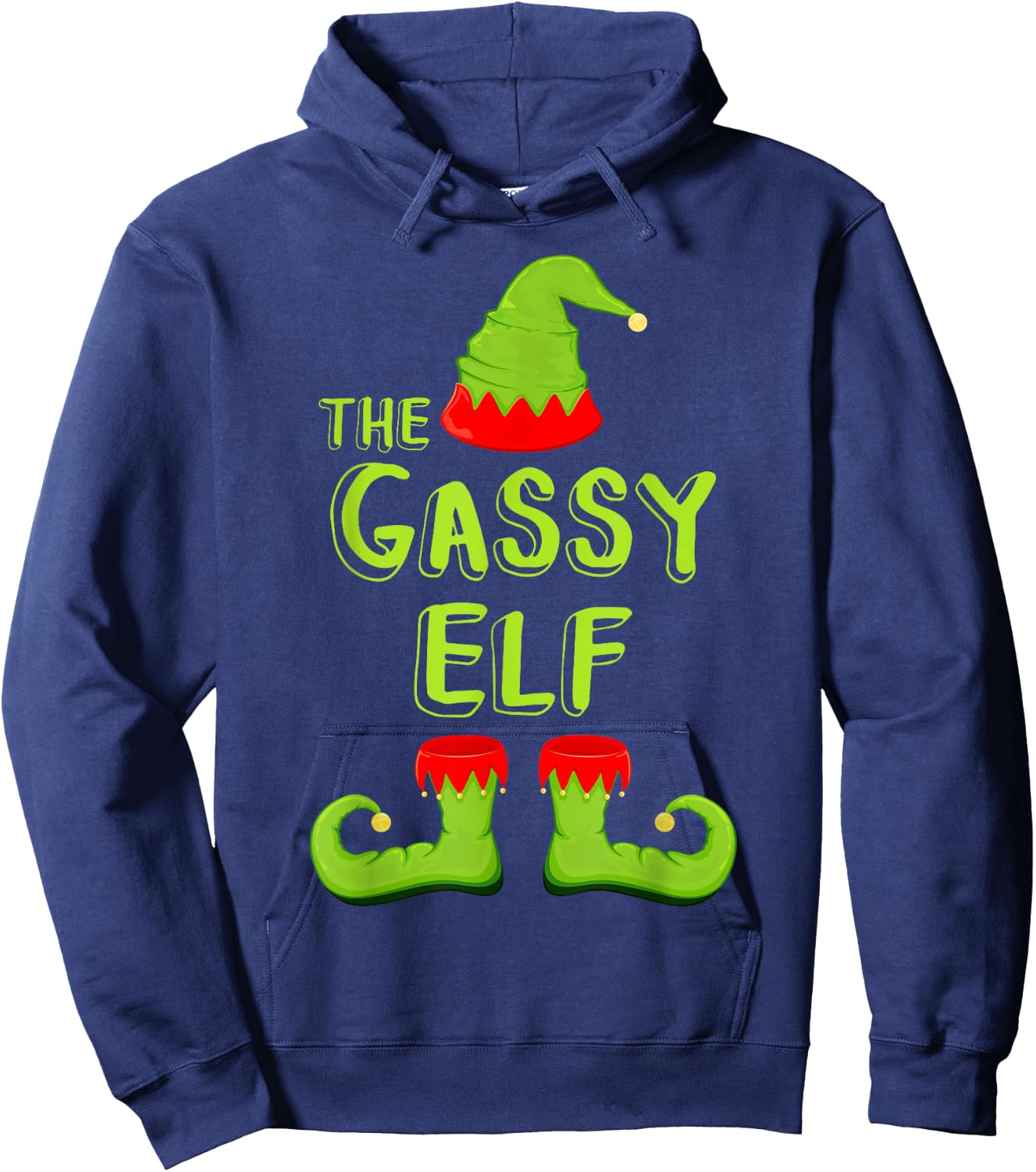 The Gassy Elf Matching Christmas Elf Shirt Hoodie - Hoodie | Navy