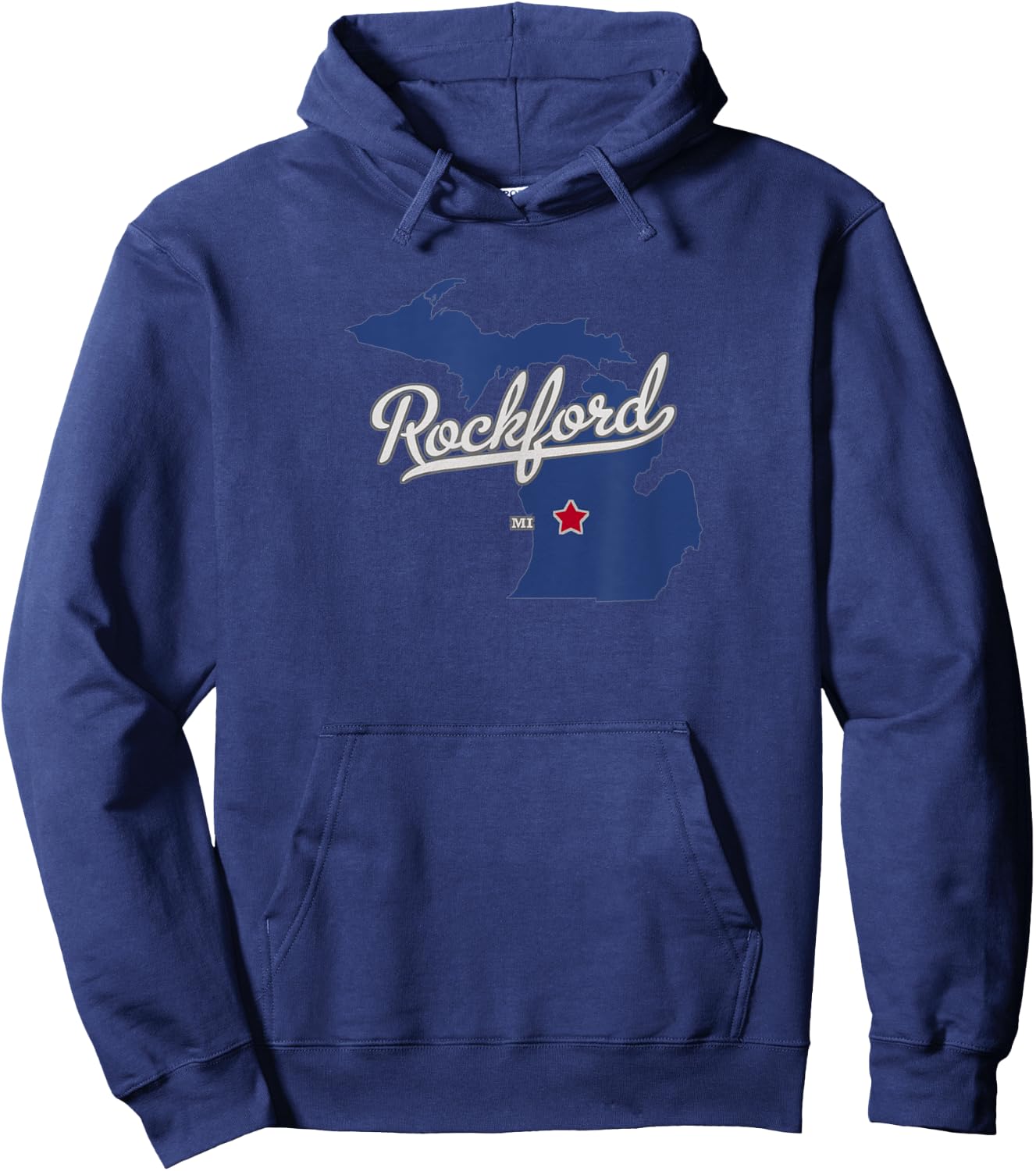Rockford Michigan MI Map Hoodie - Hoodie | Navy