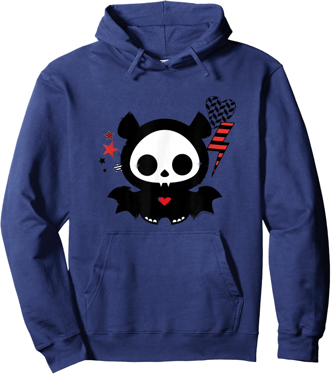 Skelanimals Vintage Pop Art Diego Bat Lightning Heart Icons Hoodie - Hoodie | Navy