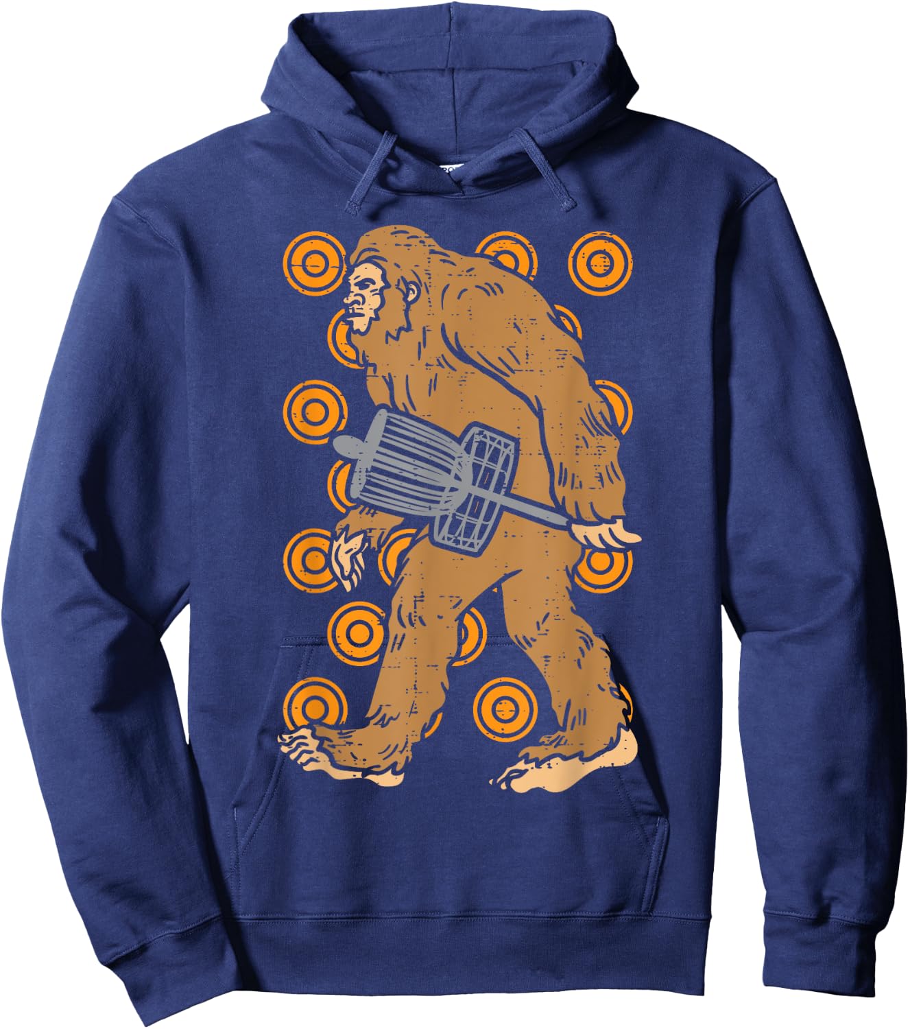 Bigfoot Sasquatch Disc Golf Funny Frisbee Golfing Golfer Men Hoodie - Hoodie | Navy