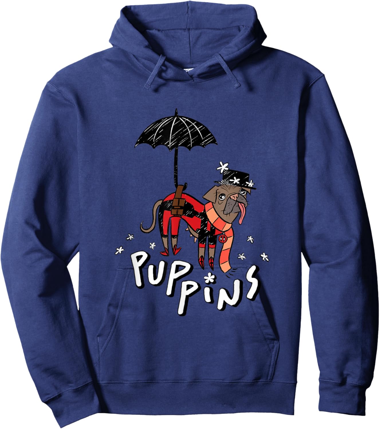 Marvel Deadpool & Wolverine Mary Poppins Dogpool Puppins Hoodie - Hoodie | Navy