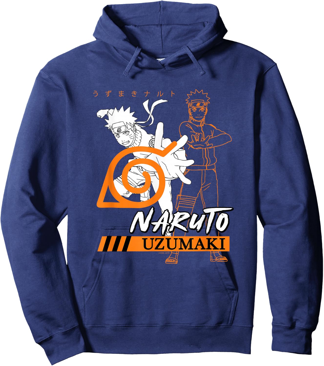 Naruto Shippuden Uzumaki Overlap Hidden Leaf Village Symbol Hoodie - Hoodie | Navy