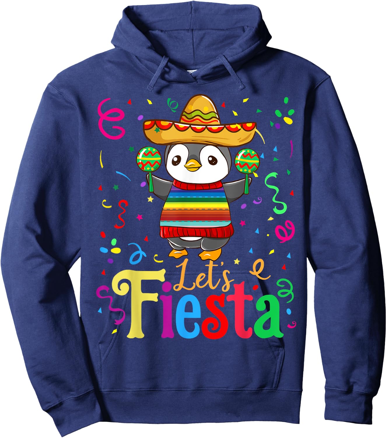 Cinco De Mayo 2020 Shirt Funny Mexican Penguin Let's Fiesta Hoodie - Hoodie | Navy