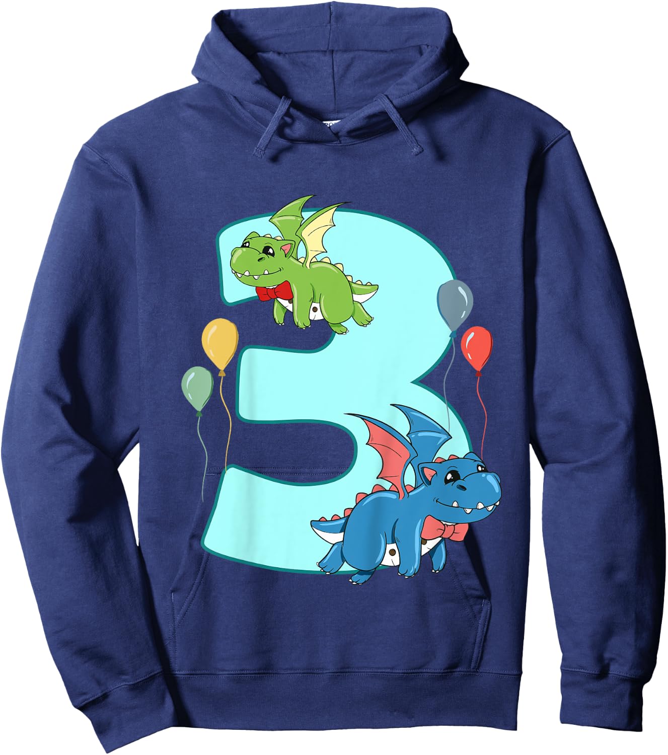 Kids 3th Birthday Party Funny Kids Boys 3 Years Old Dragon Lover Hoodie - Hoodie | Navy