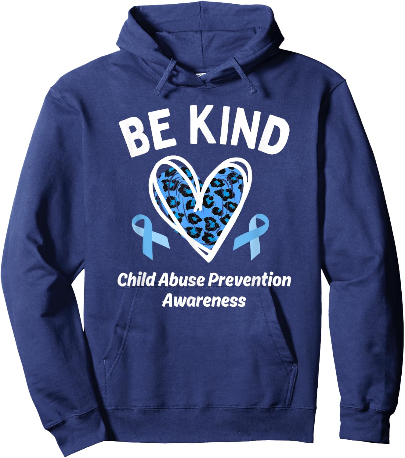 Be Kind Child Abuse Prevention Awareness Cute Leopard Heart Hoodie - Hoodie | Navy