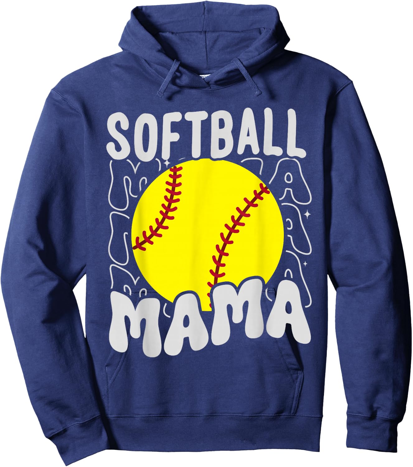Groovy Softball Mama Softball Daughters Game Mothers Day Hoodie - Hoodie | Navy