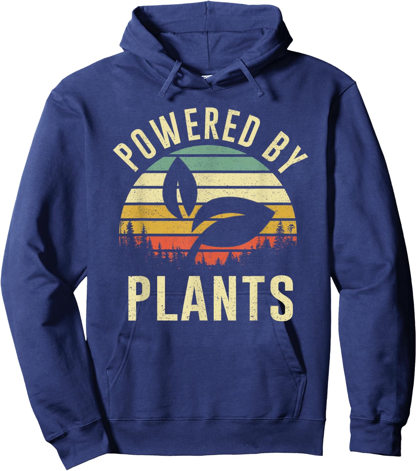 Vintage Powered Plants Vegetarian By Vegan Diet Hoodie - Hoodie | Navy
