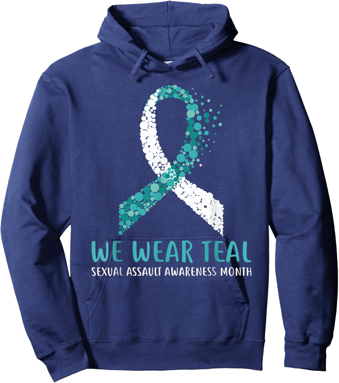 In April We Wear Teal Sexual Assault Awareness Month Ribbon Hoodie - Hoodie | Navy