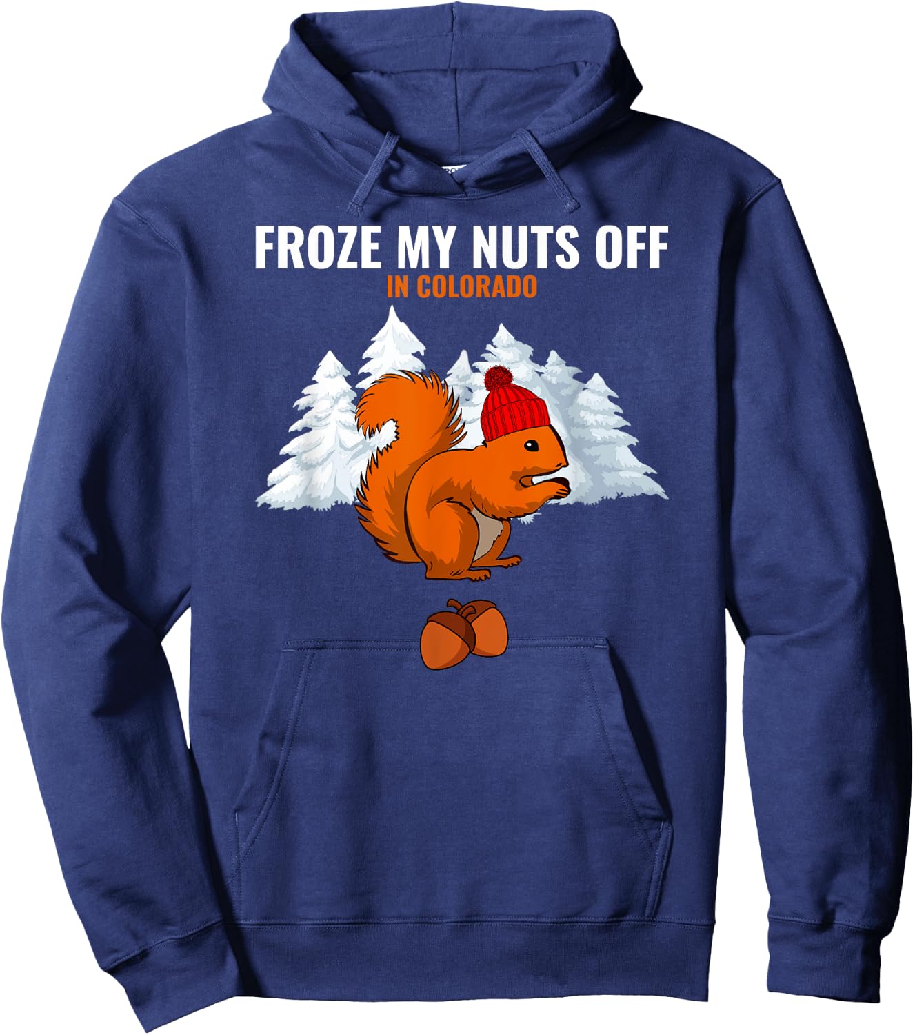 Froze My Nuts Off In Colorado Funny Squirrel Tourist Hoodie - Hoodie | Navy