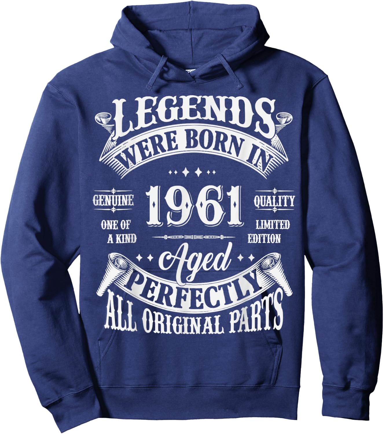 64th Birthday 64 Years Old Vintage Legends Born In 1961 Hoodie - Hoodie | Navy