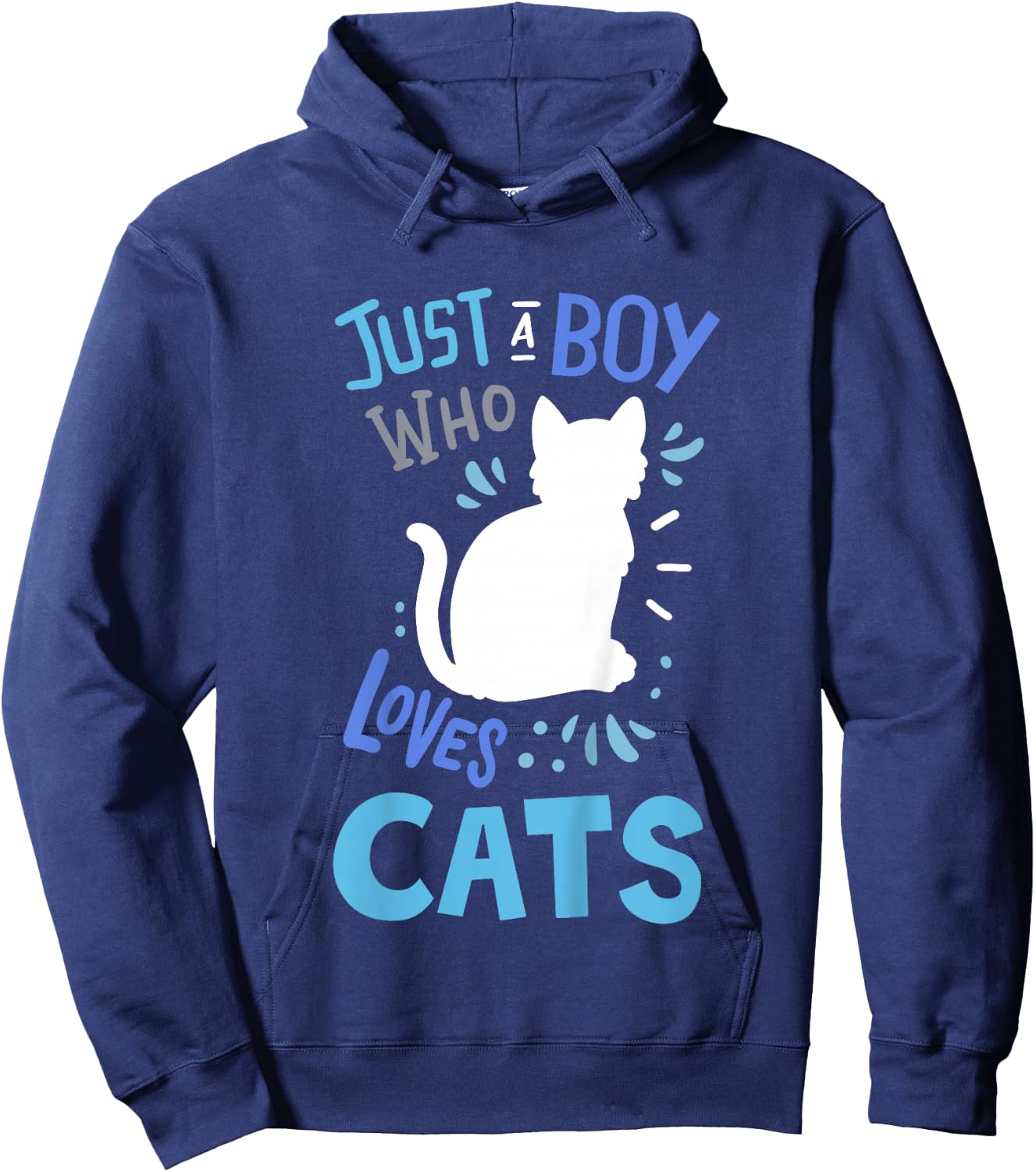 Kids Cat Just A Boy Who Loves Cats for Cat Lovers Hoodie - Hoodie | Navy