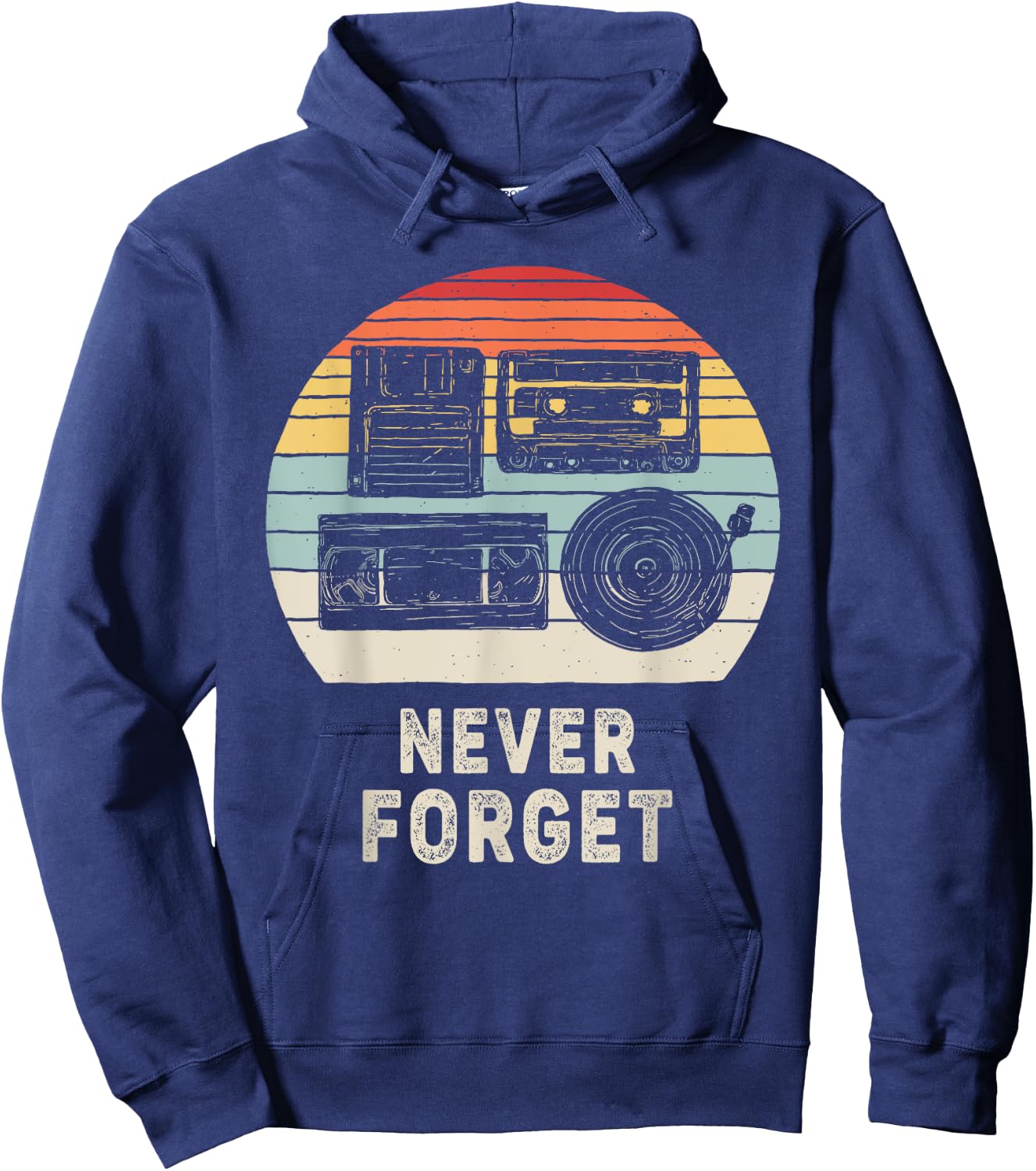 Vintage Retro Never Forget Nostalgia Hoodie - Hoodie | Navy