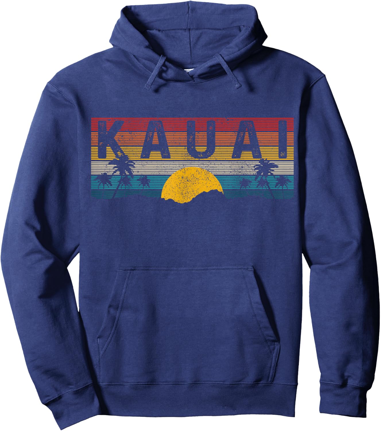 Kauai Hawaii Vintage Sunset Surfer Beach Souvenir Hoodie - Hoodie | Navy