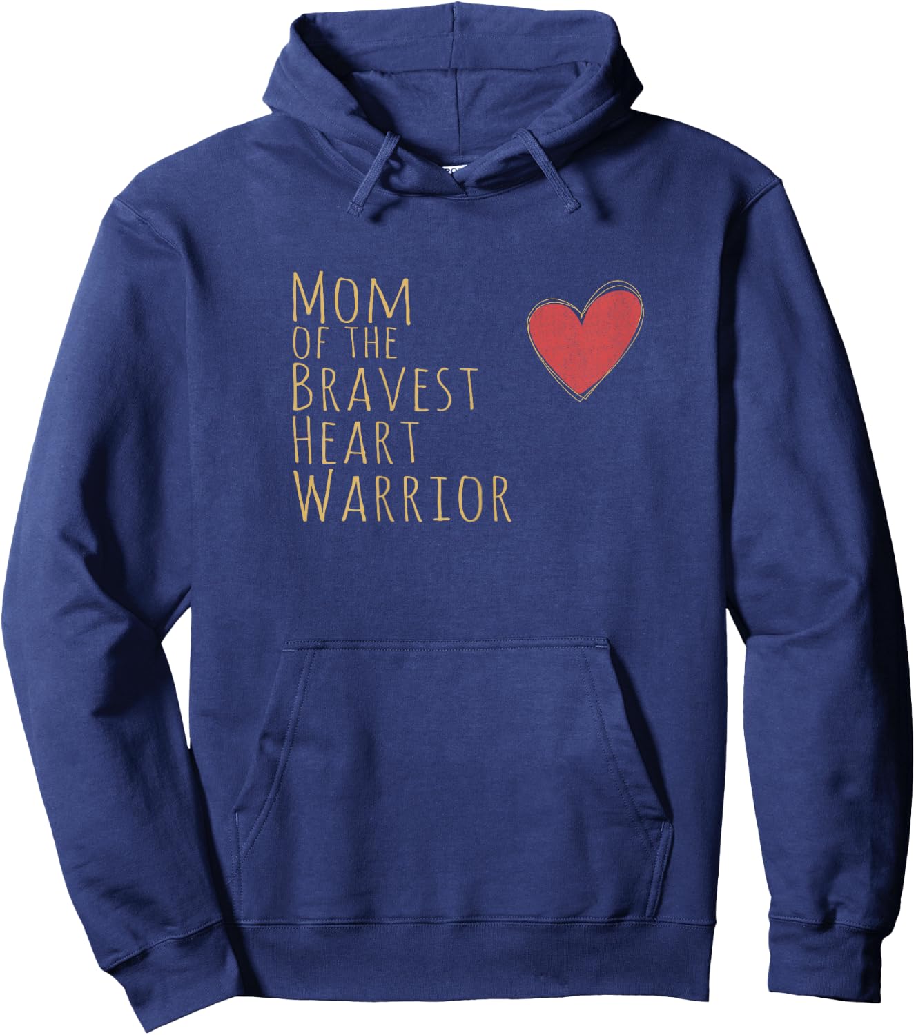 Proud Mom of Bravest Heart Warrior CHD Awareness Congenital Hoodie - Hoodie | Navy