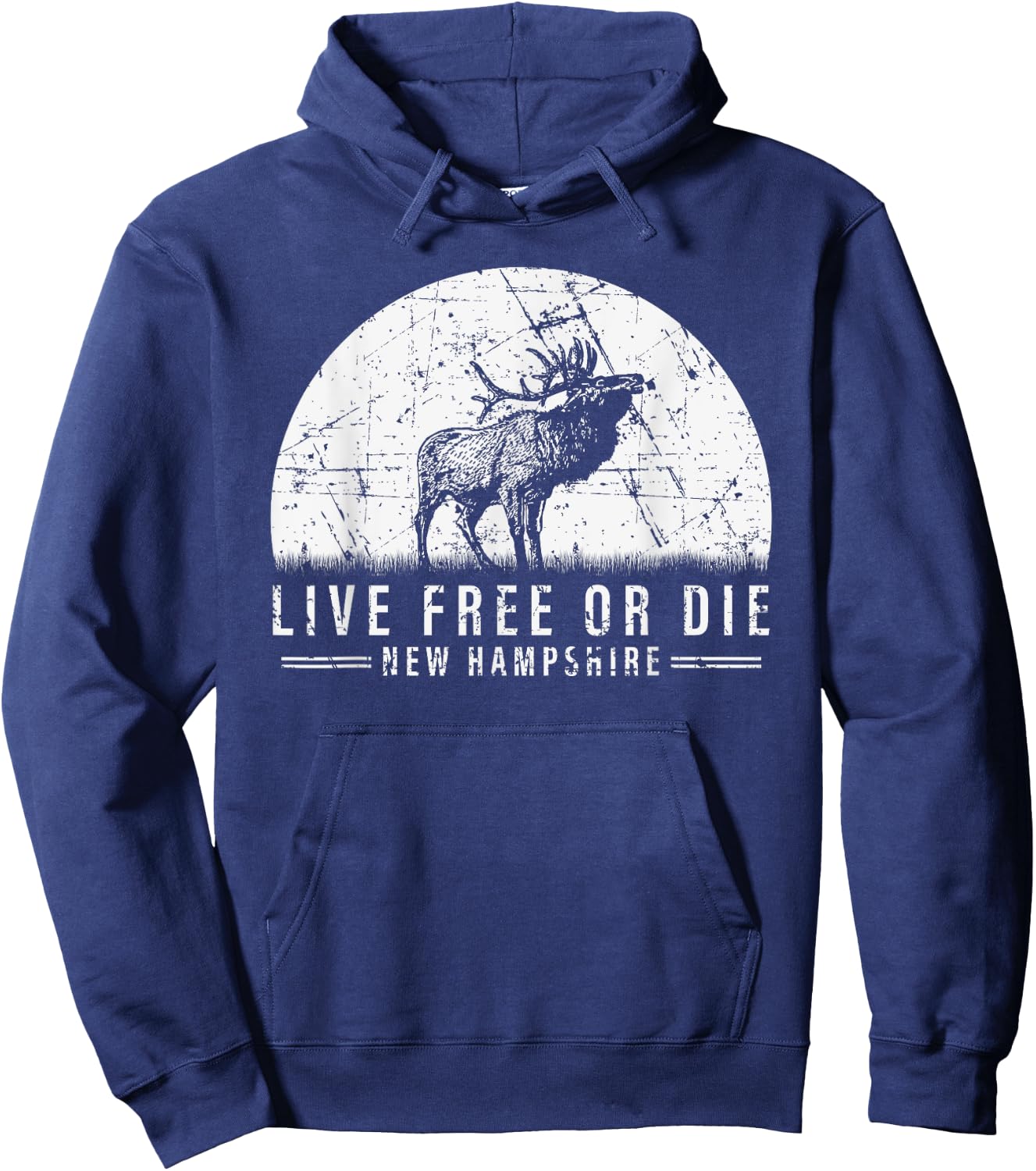 Live Free Or Die New Hampshire Nature Vintage Graphic Hoodie - Hoodie | Navy
