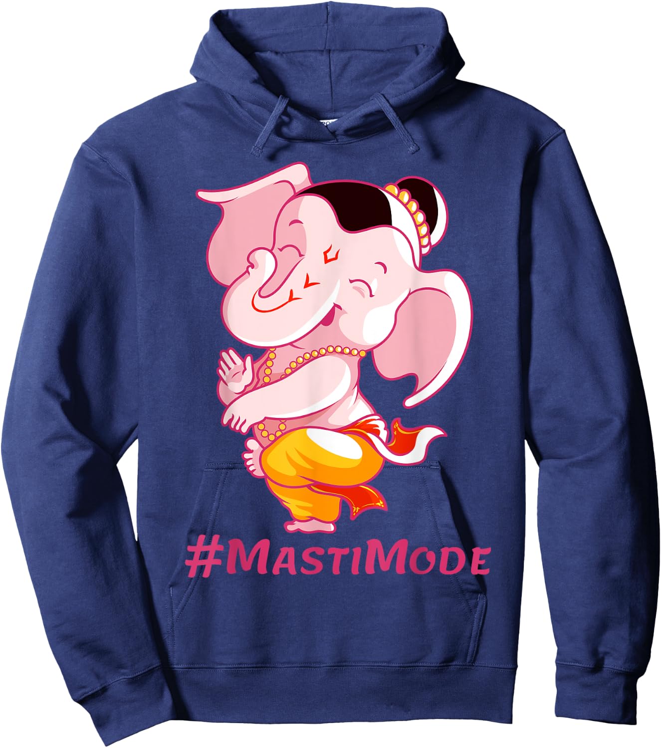 Dancing Lord Ganesha Image with Masti Mode Text Hoodie - Hoodie | Navy