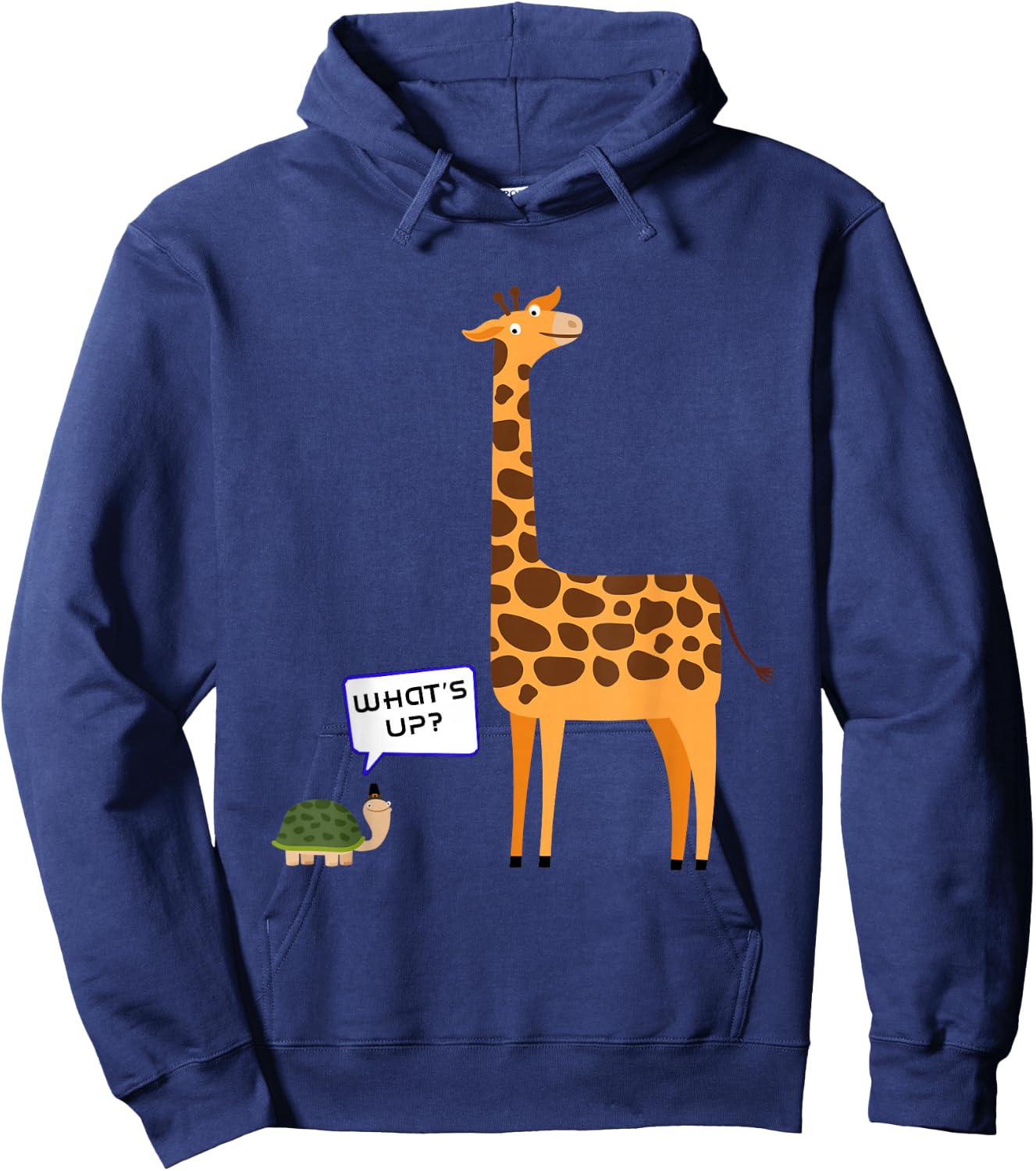 What's Up? Funny Turtle and Giraffe gift Hoodie - Hoodie | Navy