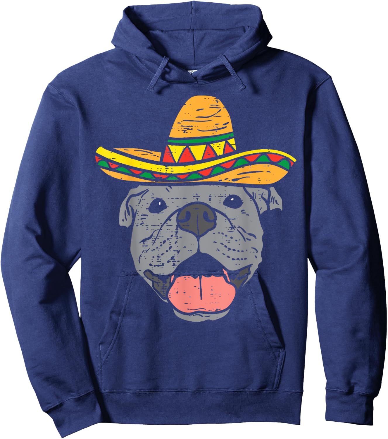 Pitbull Face Sombrero Cute Cinco De Mayo Mexican Pittie Dog Men Women Kids Hoodie - Hoodie | Navy