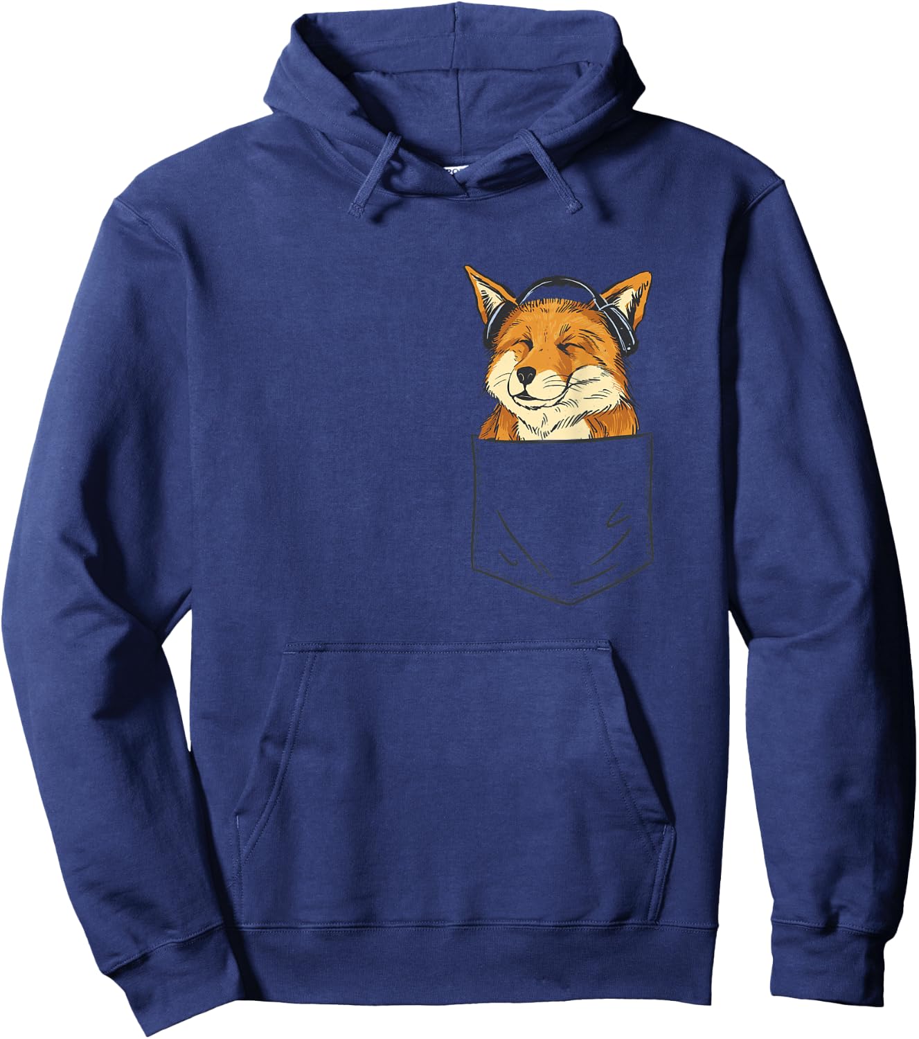 Fox Face Fox With Headphones Bag Fox Cute Men Ladies Hoodie - Hoodie | Navy