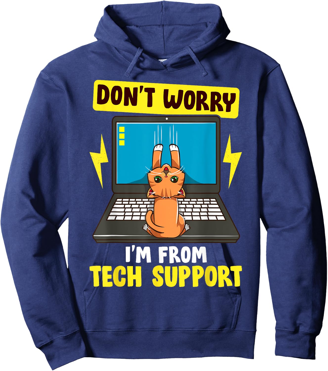 I'm From Tech Support | Cute Cat/Kitty IT Computer Nerd Gift Hoodie - Hoodie | Navy