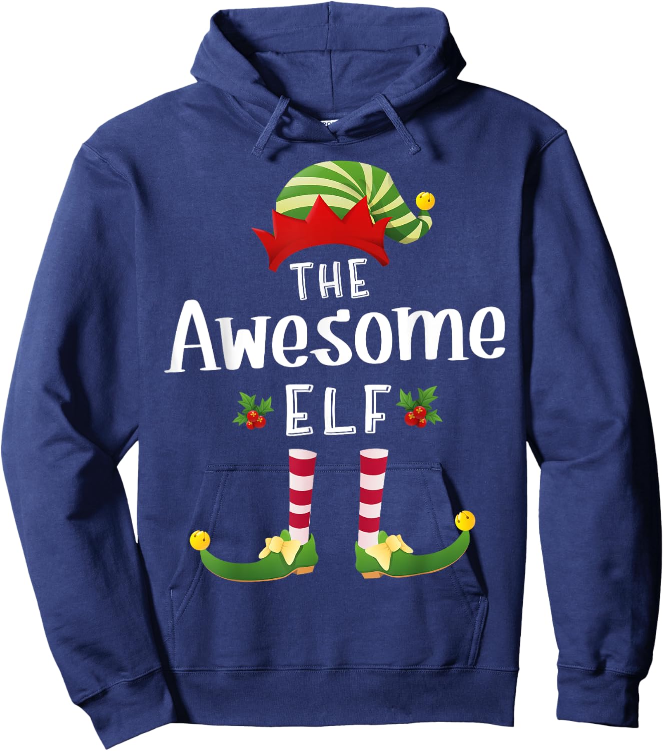 Awesome Christmas Elf Matching Pajama X-Mas Party Hoodie - Hoodie | Navy