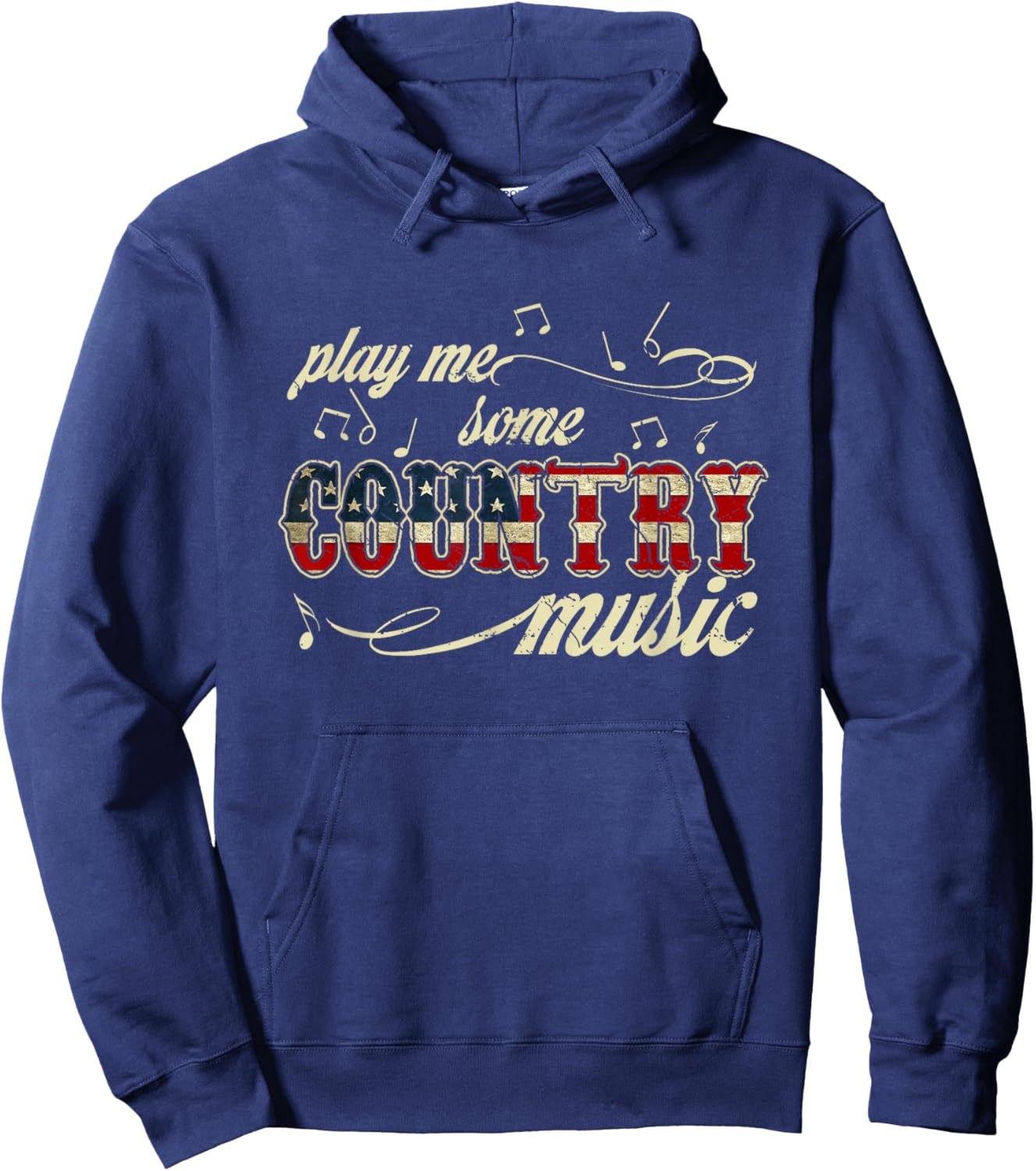 Play Me Some Country Music Western Festival American Flag Hoodie - Hoodie | Navy