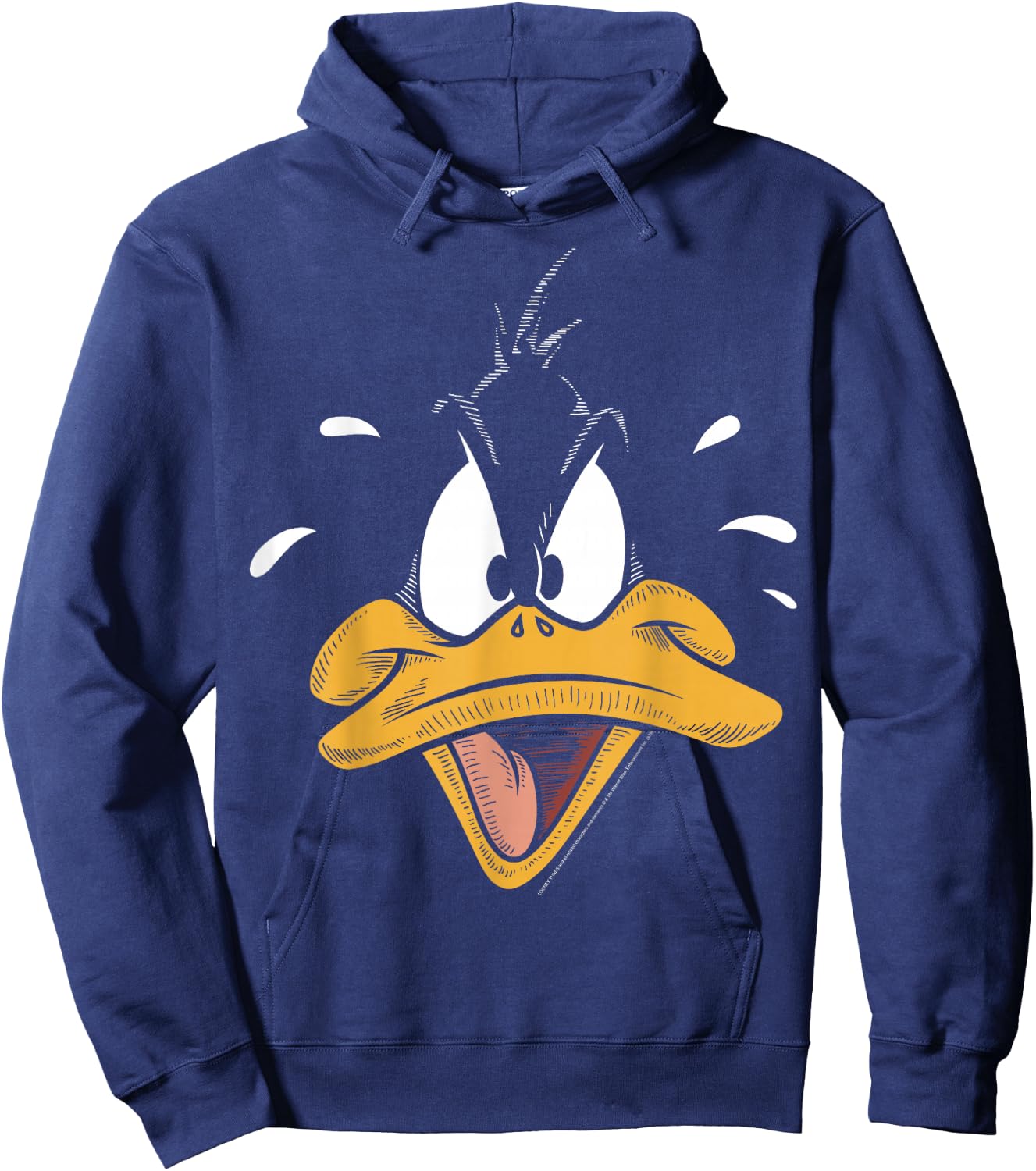 Looney Tunes Daffy Duck Sketched Big Face Hoodie - Hoodie | Navy