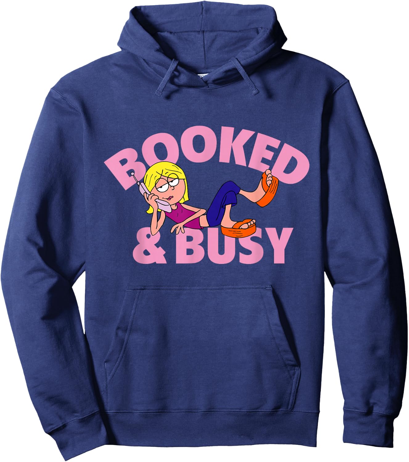 Disney Channel Lizzie McGuire Animated Lizzie Booked & Busy Hoodie - Hoodie | Navy