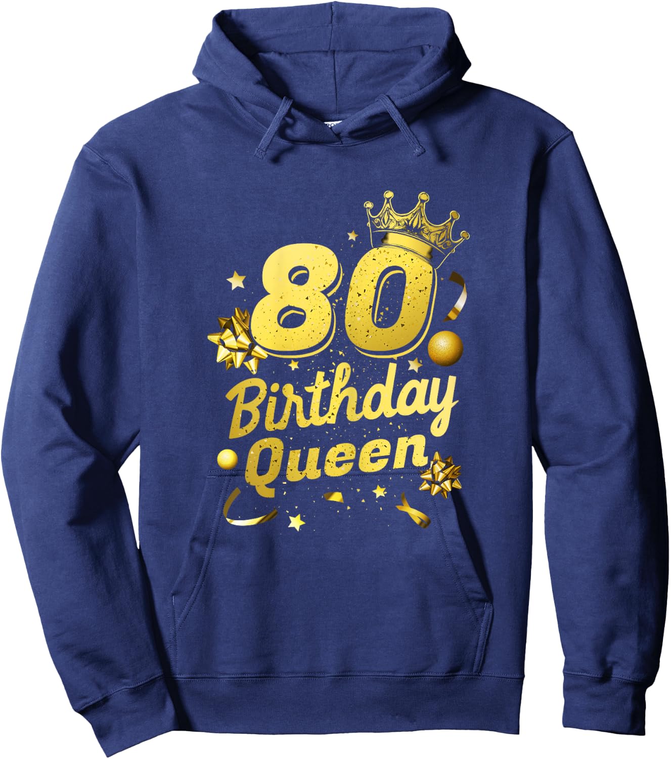 Ladies Birthday Queen 80th Birthday 80 Years Born Queen Hoodie - Hoodie | Navy
