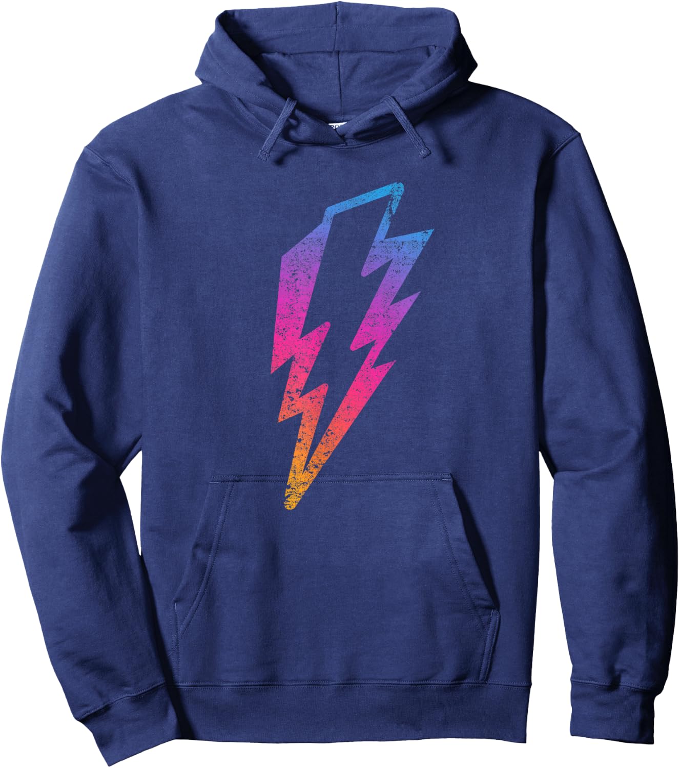 Multicolor Lightnings Powerful Distressed Bolts Hoodie - Hoodie | Navy