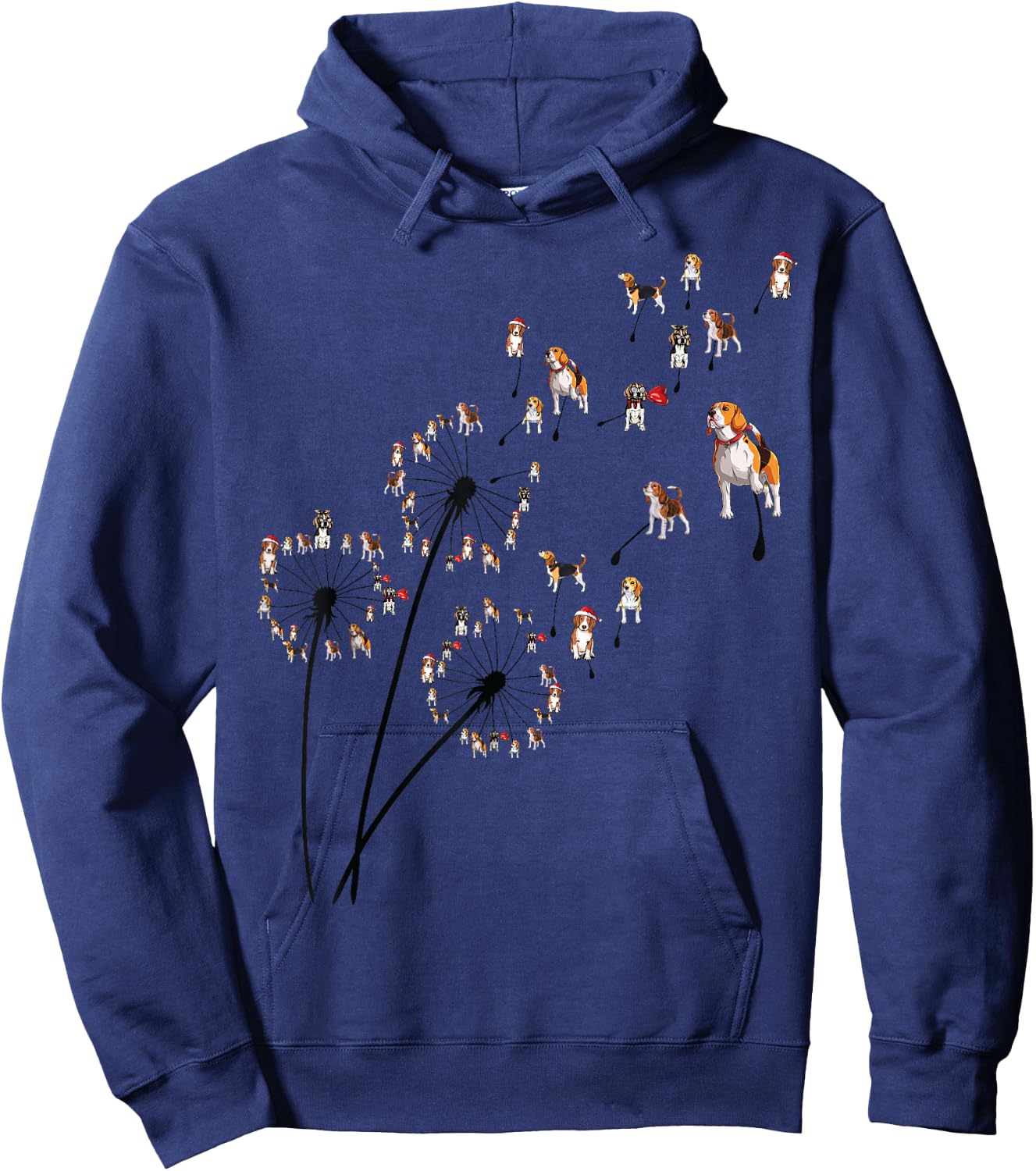 Beagle Flower Fly Dandelion for dad and mom and kids funny Hoodie - Hoodie | Navy