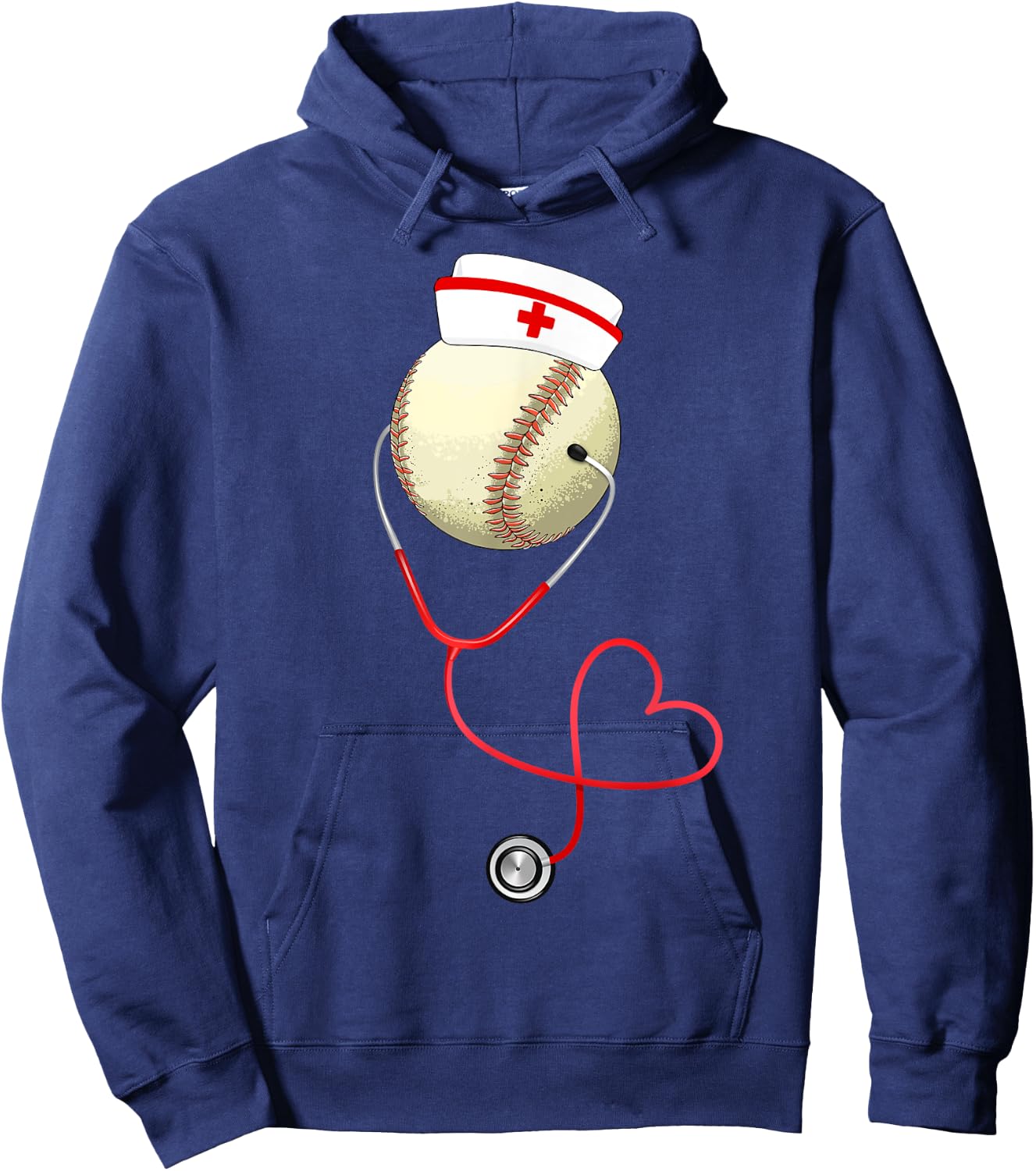 Baseball Nursing Funny For Nurse's Day Sports Medical Lover Hoodie - Hoodie | Navy