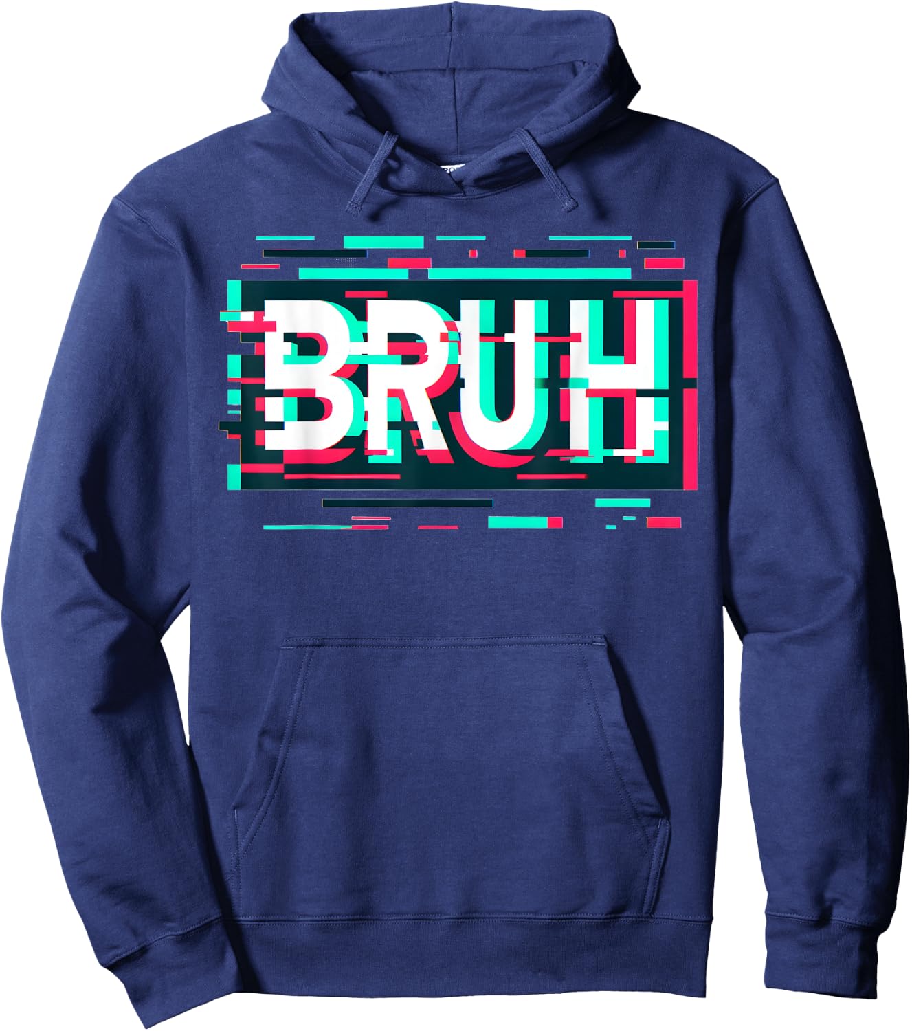 Glitch Aesthetic Gamer Bruh Meme Boys Funny Saying Hoodie - Hoodie | Navy