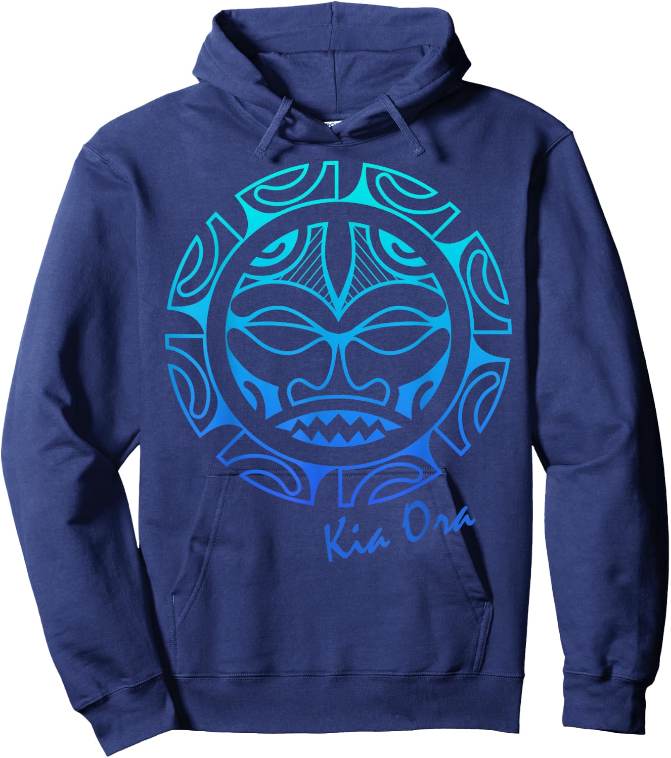 Culture Face Symbol Blue, Haka Kia Ora Dance New Zealand Hoodie - Hoodie | Navy