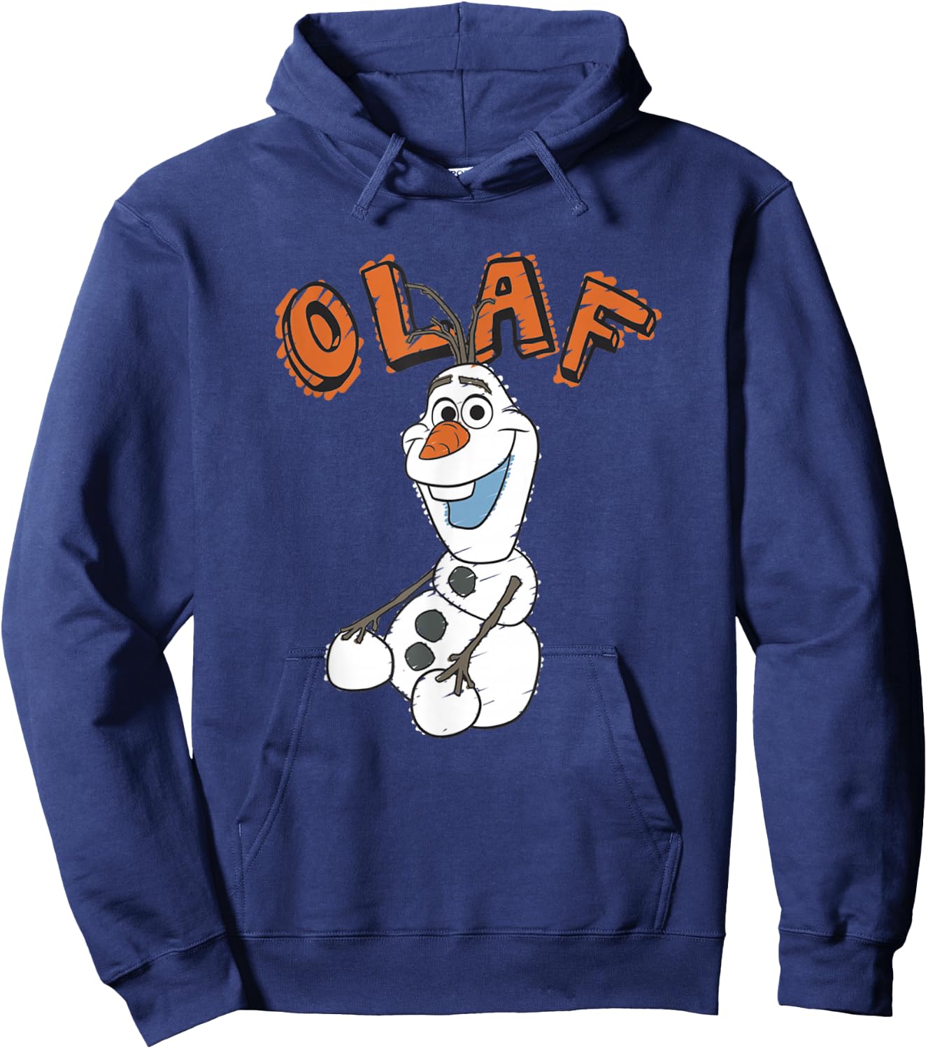 Disney Frozen Vintage Olaf Portrait Orange Sketch Logo Hoodie - Hoodie | Navy