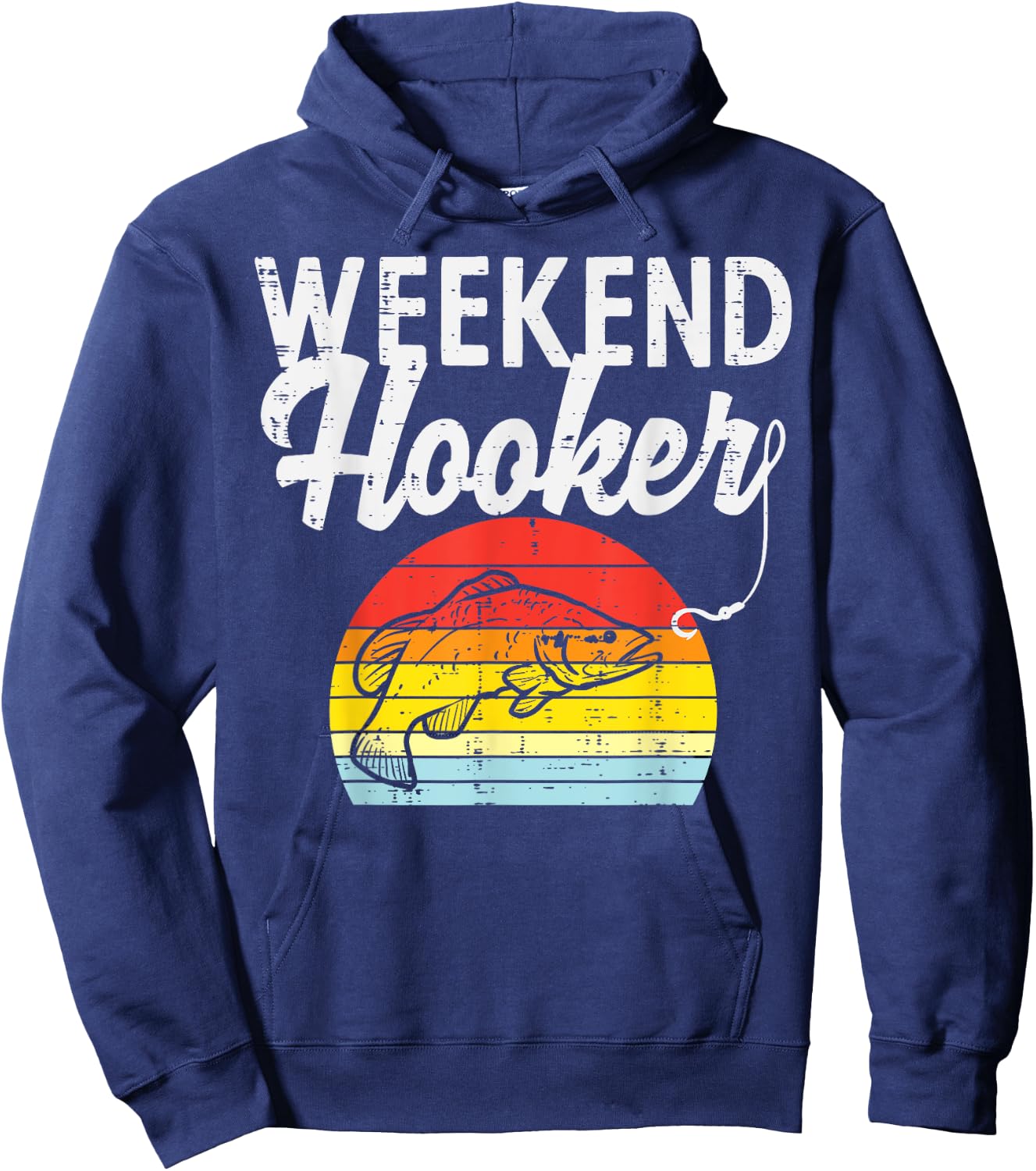 Weekend Hook Retro Bass Fish Fishing Fisherman Men Gift Hoodie - Hoodie | Navy
