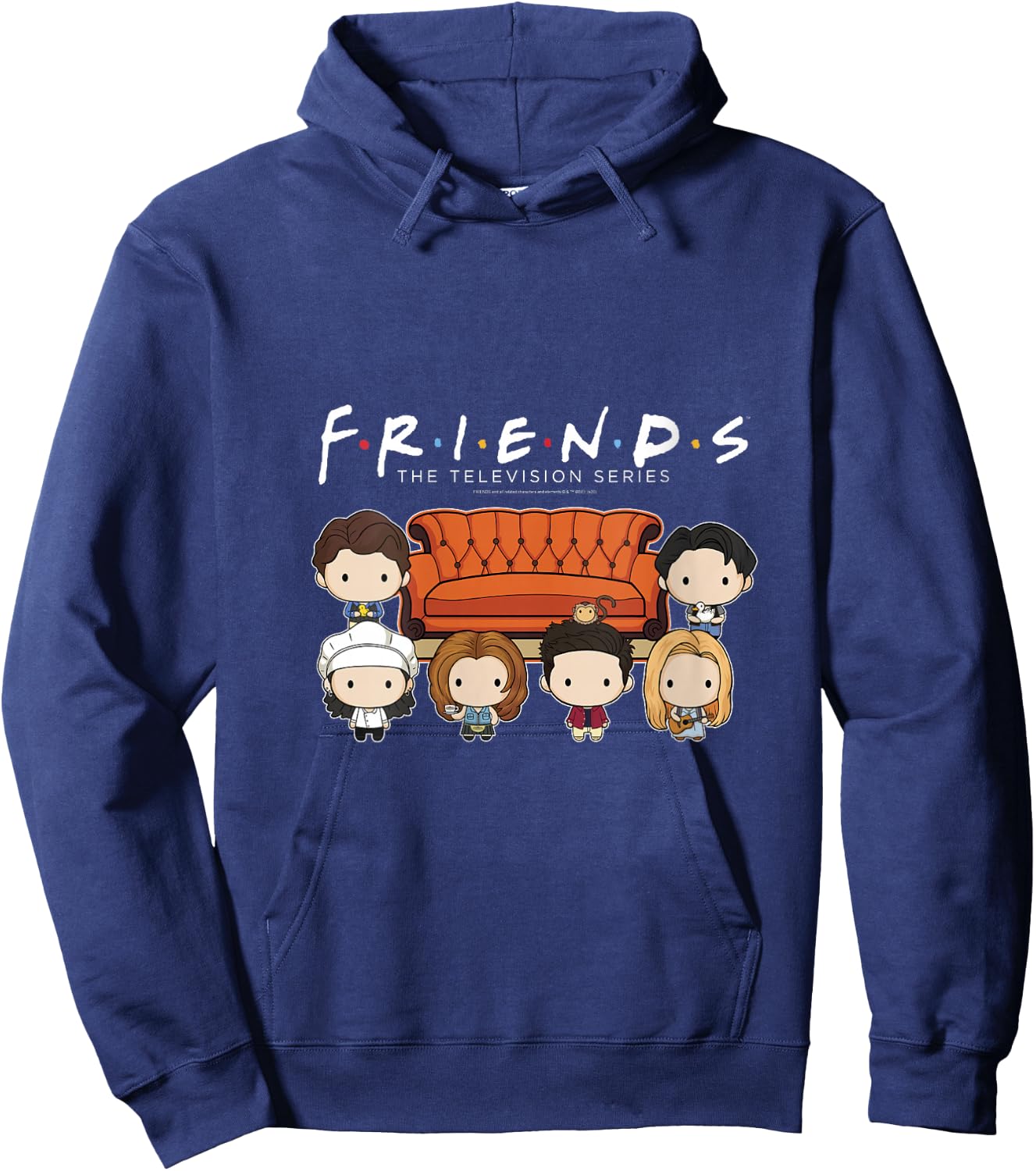 Friends Chibi Characters Central Perk Coffee Shop Group Shot V-Neck Hoodie - Hoodie | Navy