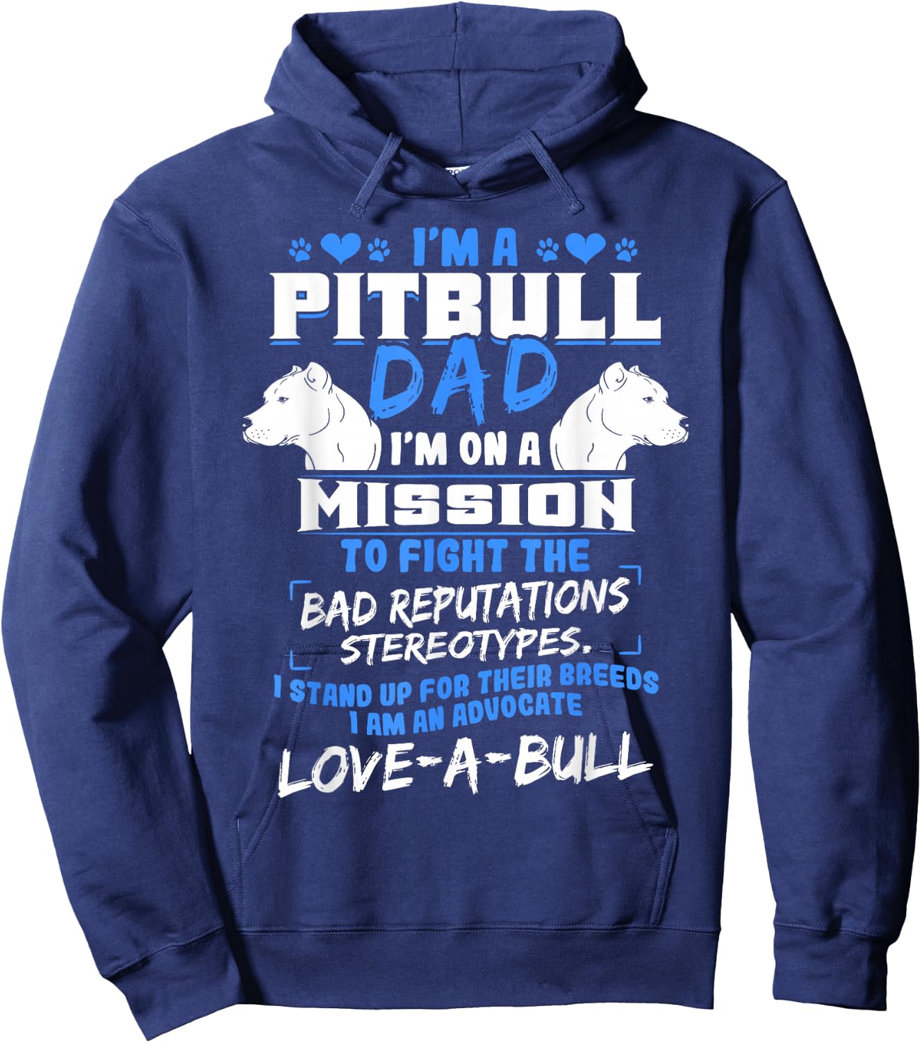 Pitbull Pit Bull Terrier Owner Dog Lover Dad Breeders Daddy Men Women Hoodie - Hoodie | Navy