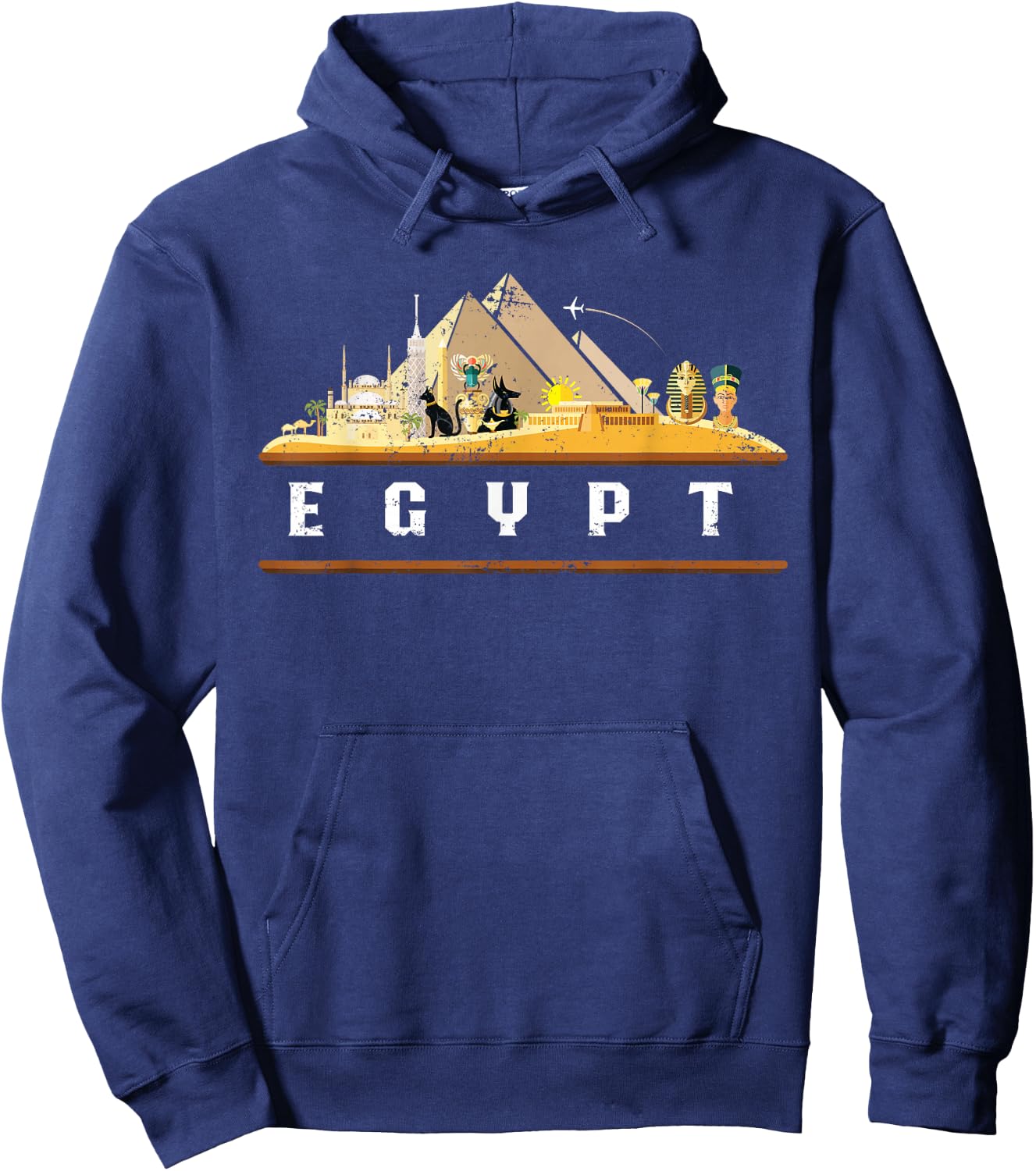 Egyptian Pyramids Gift Egyptian Culture Black -Adults Small Short Sleeve Hoodie - Hoodie | Navy