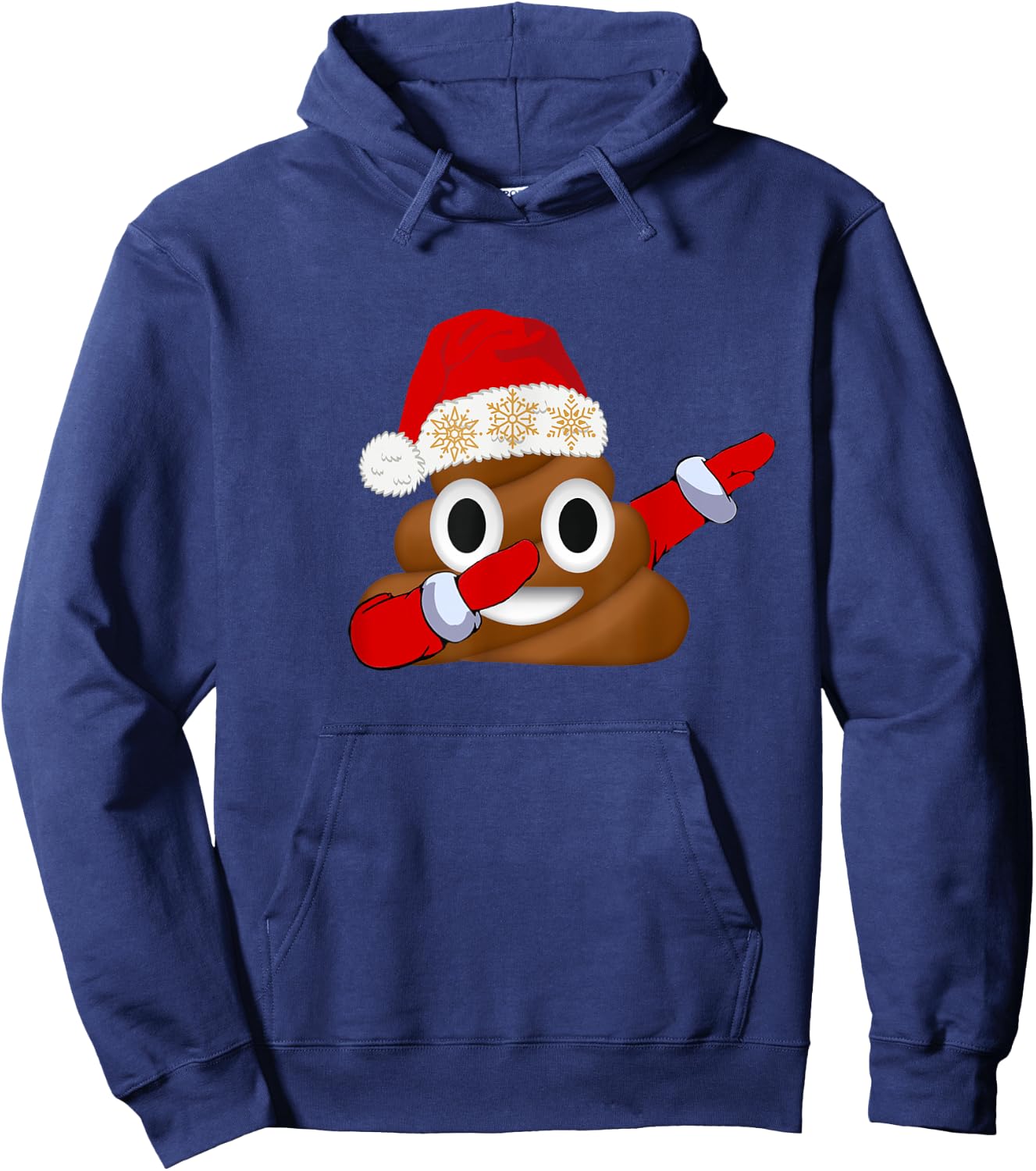 Funny Christmas Dabbing Poop with Santa Hat and Snowflakes Hoodie - Hoodie | Navy
