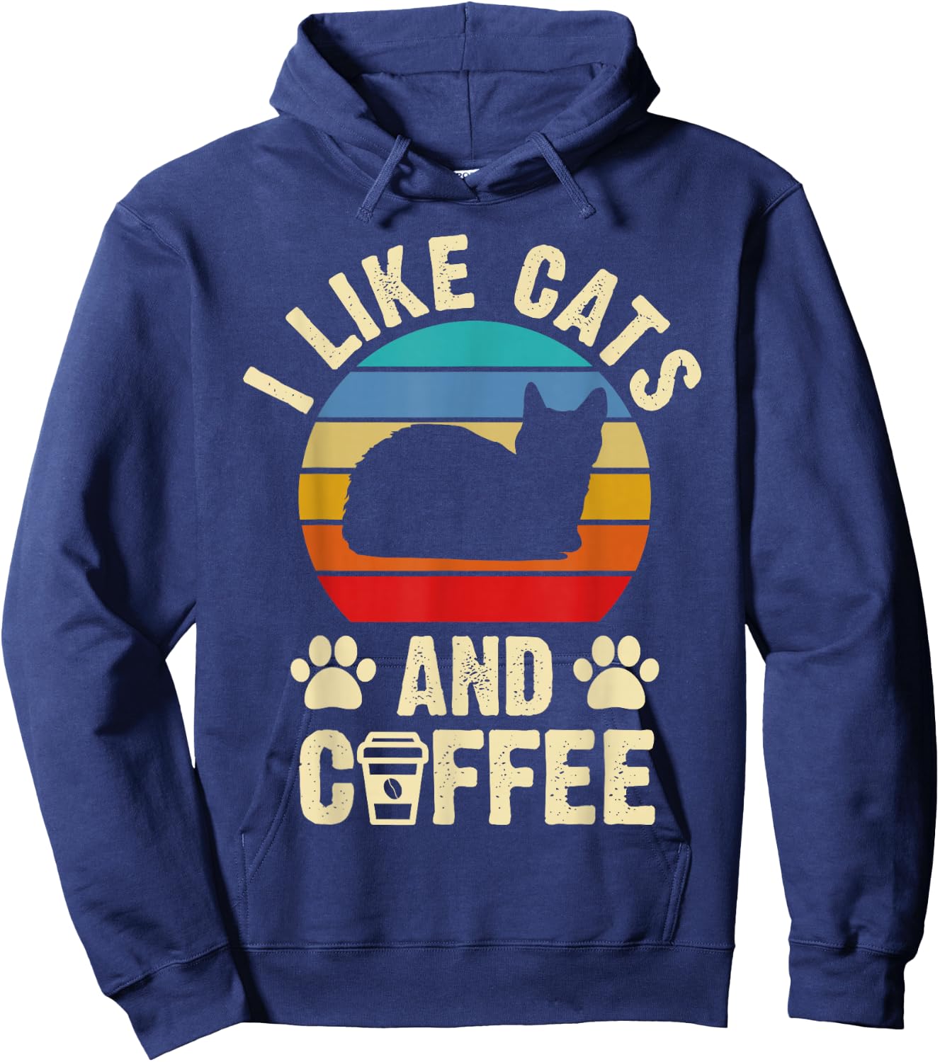 I like Cats & Coffee Funny vintage Kitten theme lover Hoodie - Hoodie | Navy