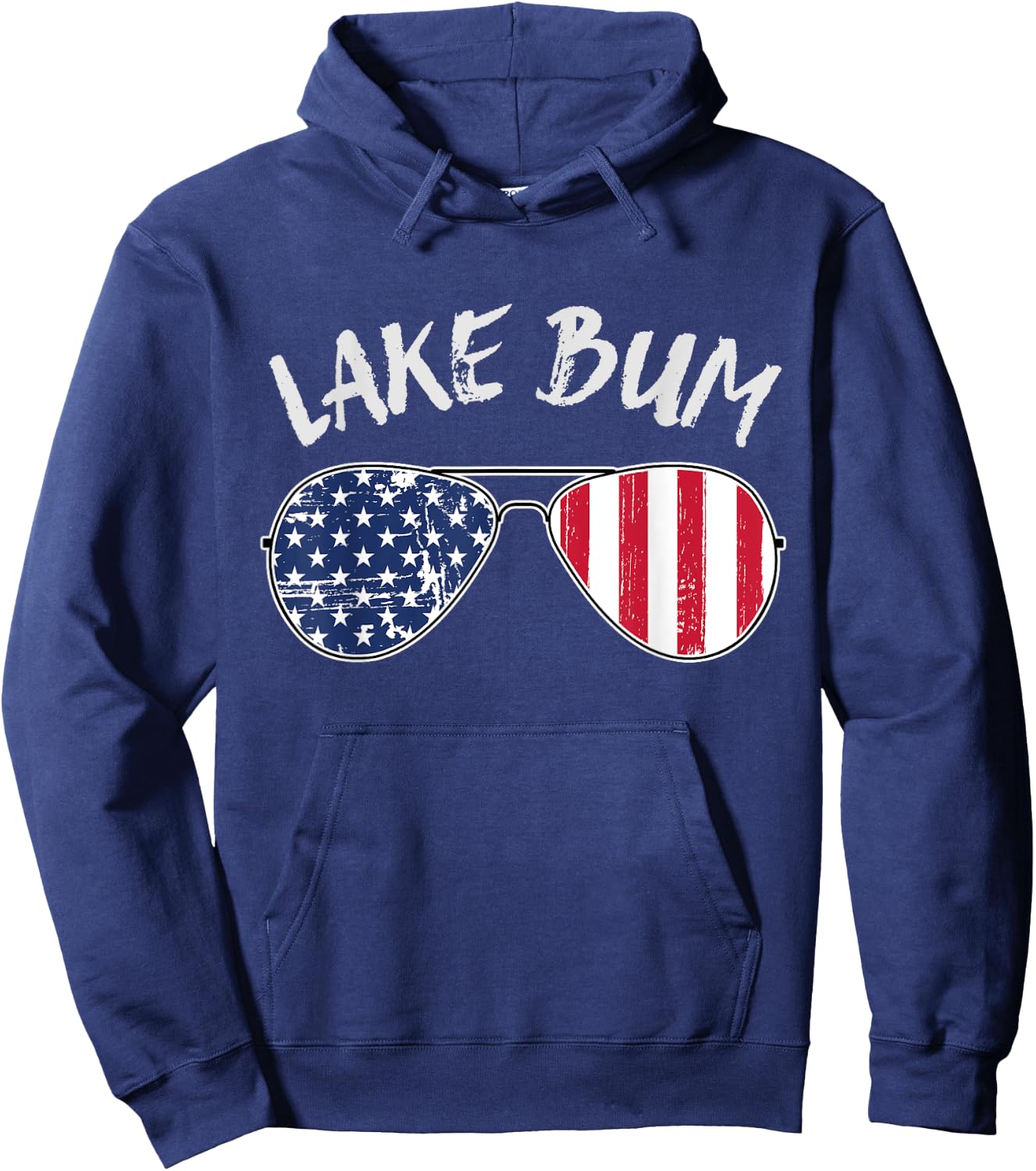Retro Patriotic Lake Bum 4th of July Summer Sunglasses Hoodie - Hoodie | Navy