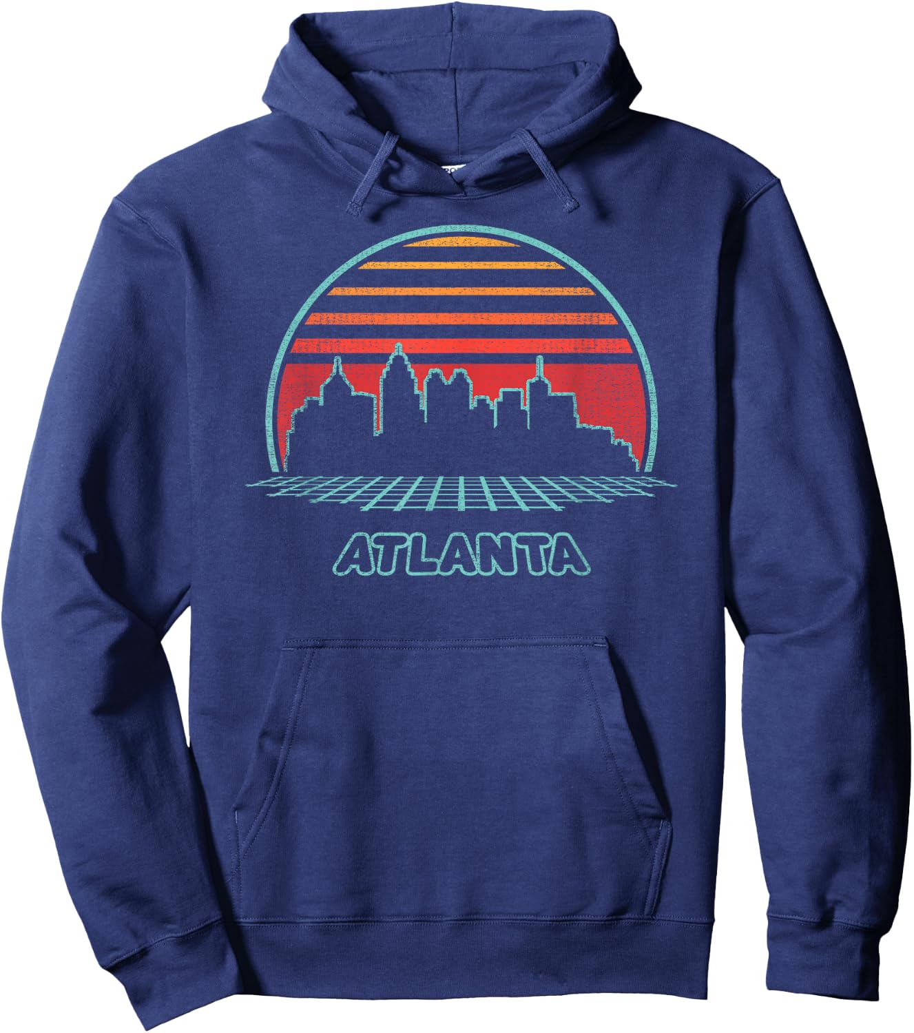 Atlanta City Skyline Retro 80s Style Souvenir Gift Hoodie - Hoodie | Navy