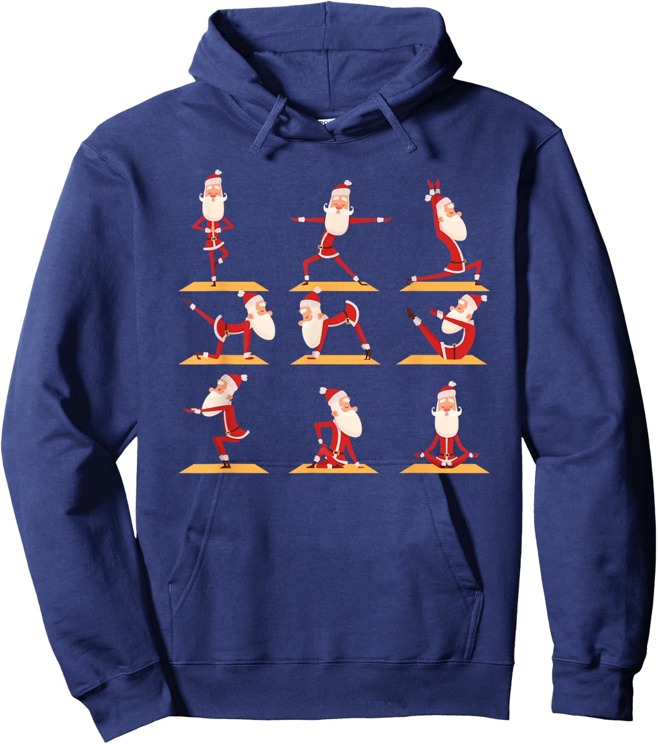 Santa Doing Yoga Exercises Poses Meditation Christmas Yoga Hoodie - Hoodie | Navy