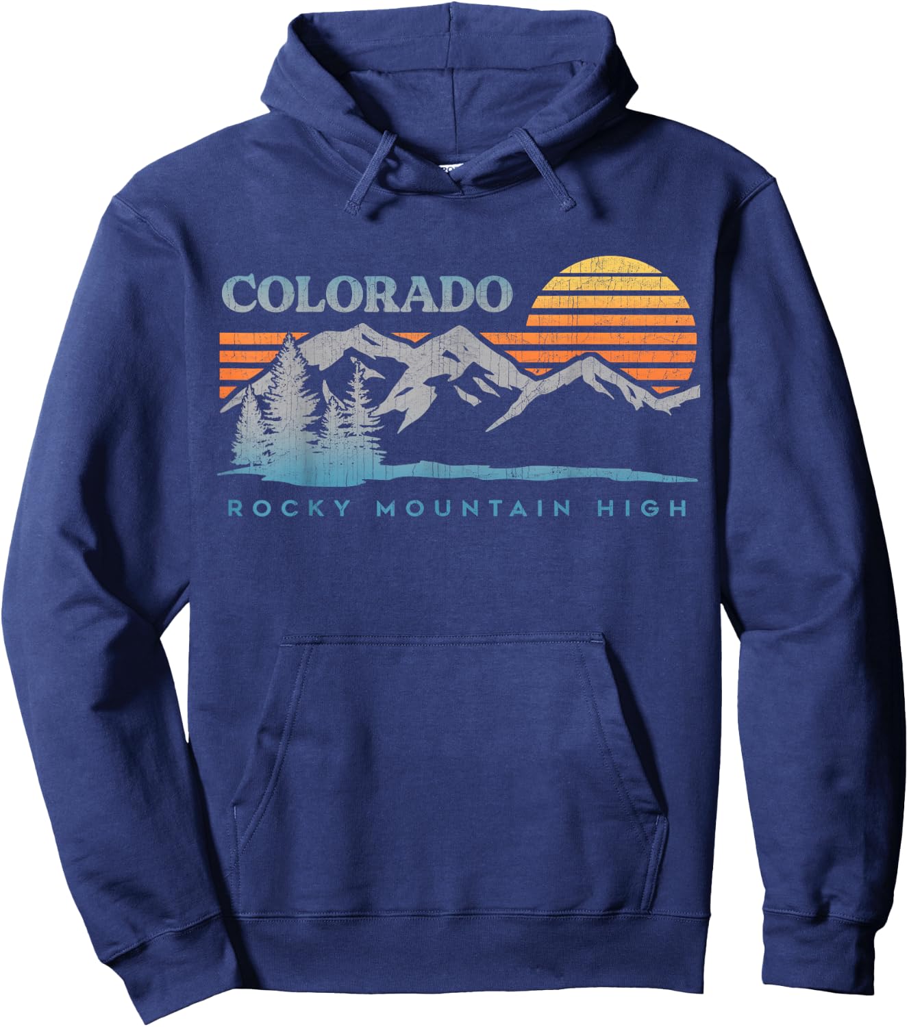 Vintage 70's 80's Colorado Outdoor Mountains Nature Hiking Hoodie - Hoodie | Navy