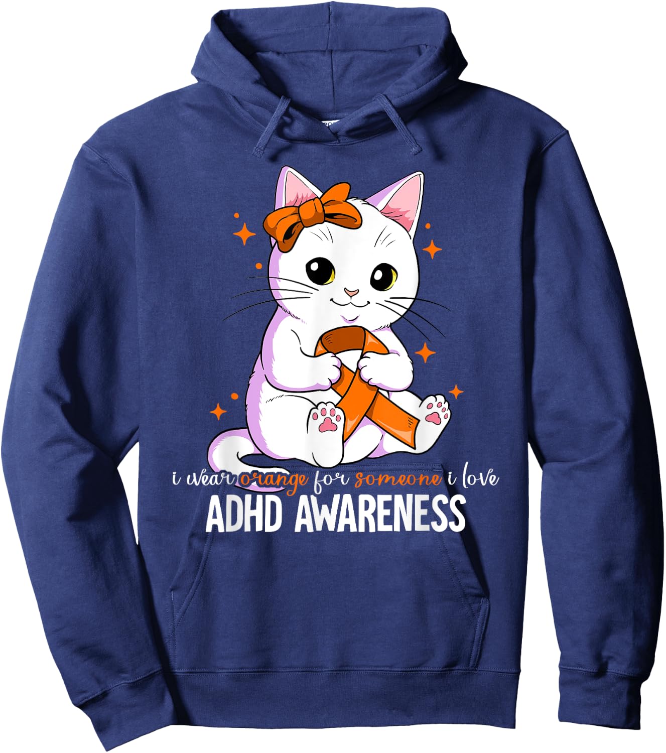 ADHD Gift ADHD Awareness -Kids Black Cotton Blend Small Hoodie - Hoodie | Navy