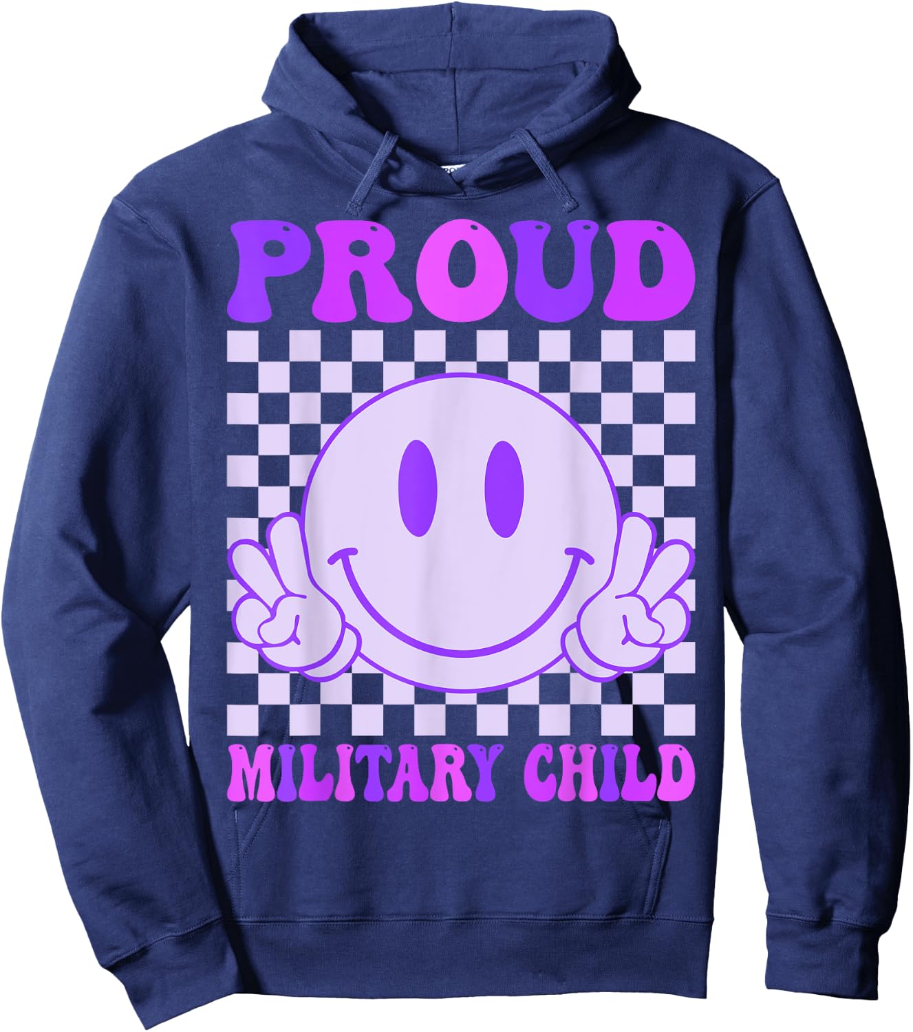 Proud Military Child Purple Up For Military Kids Hoodie - Hoodie | Navy