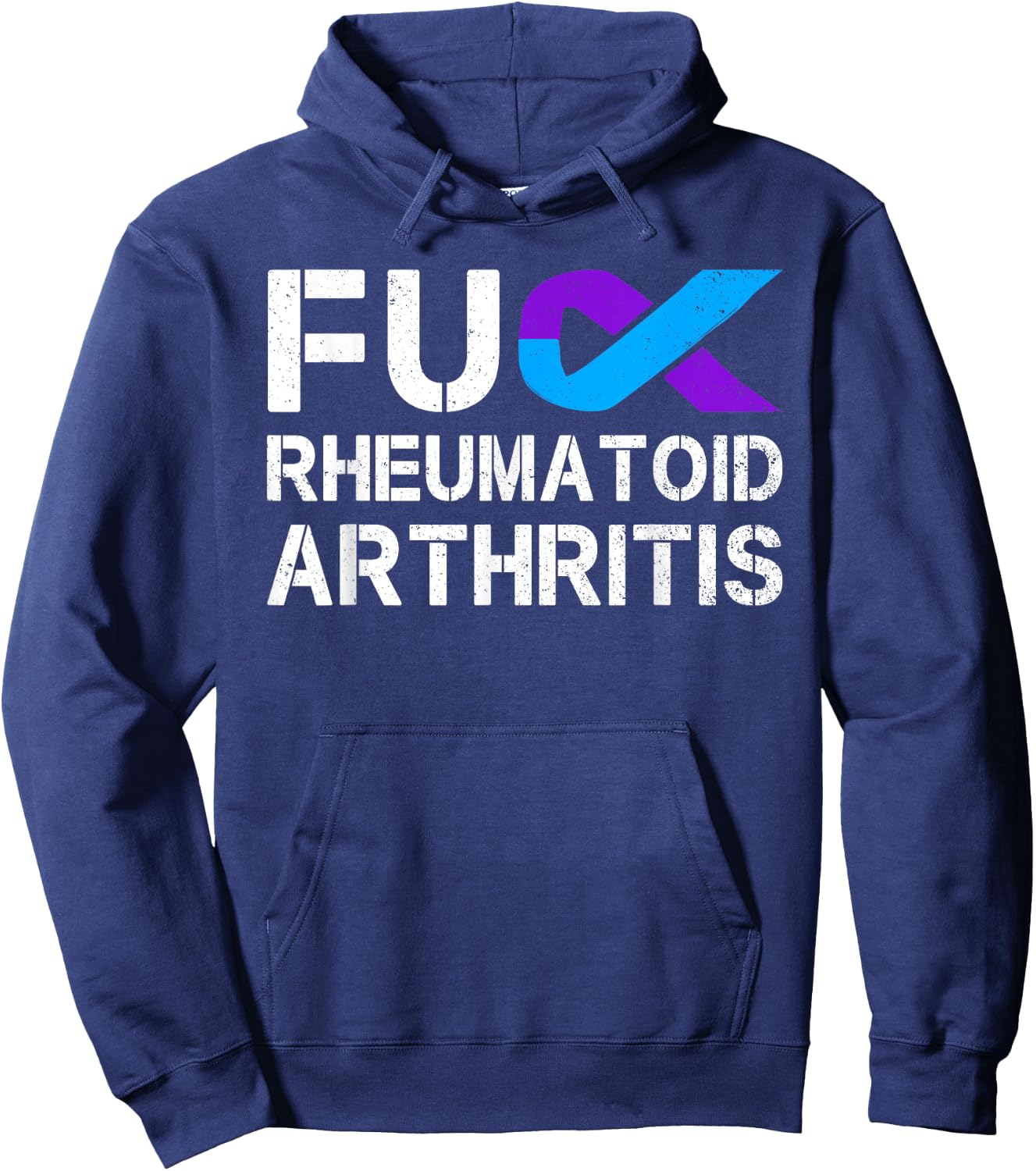 Fuck FU Rheumatoid Arthritis Awareness Month Ribbon Warrior Hoodie - Hoodie | Navy
