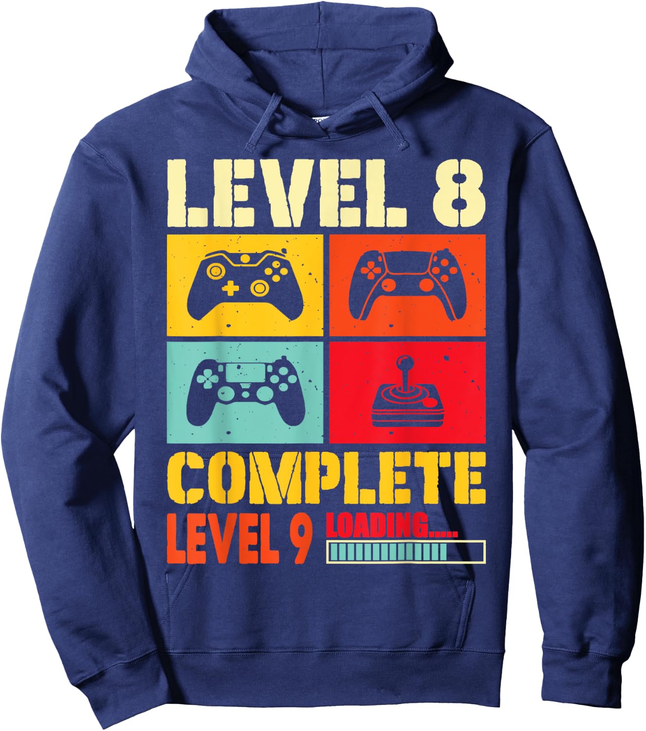 Funny Level 8 Complete - Vintage 8 years Wedding Anniversary Hoodie - Hoodie | Navy