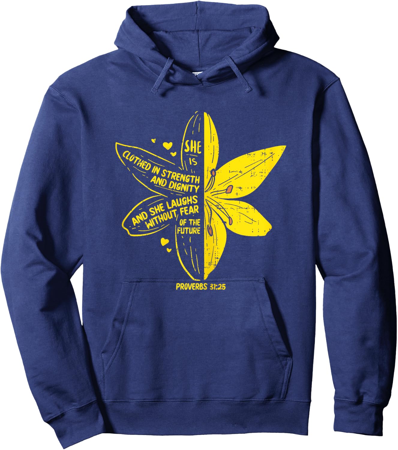 She's Clothed Strength Verse Bible Jesus God Christian Gift Hoodie - Hoodie | Navy